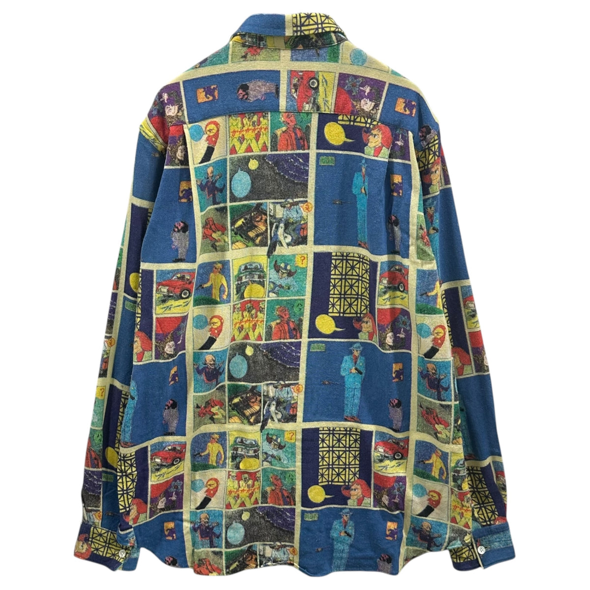 COMME des GARCONS SHIRT(コムデギャルソンシャツ) 2000AW Haruo Kobayashi Wool Shirt 小林晴夫 ウール 総柄 シャツ M ブルー×マルチカラー