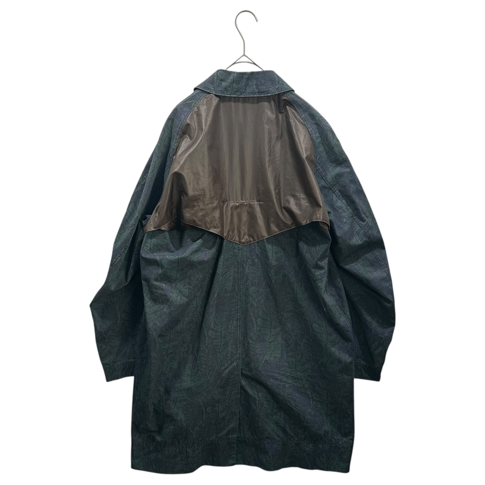 kolor(カラー) 14SS C/L Stand-Collar Coat コットン リネン 切替 総柄 ステンカラー コート 14SCM-C05106 1 グリーン×ネイビー×ブラウン