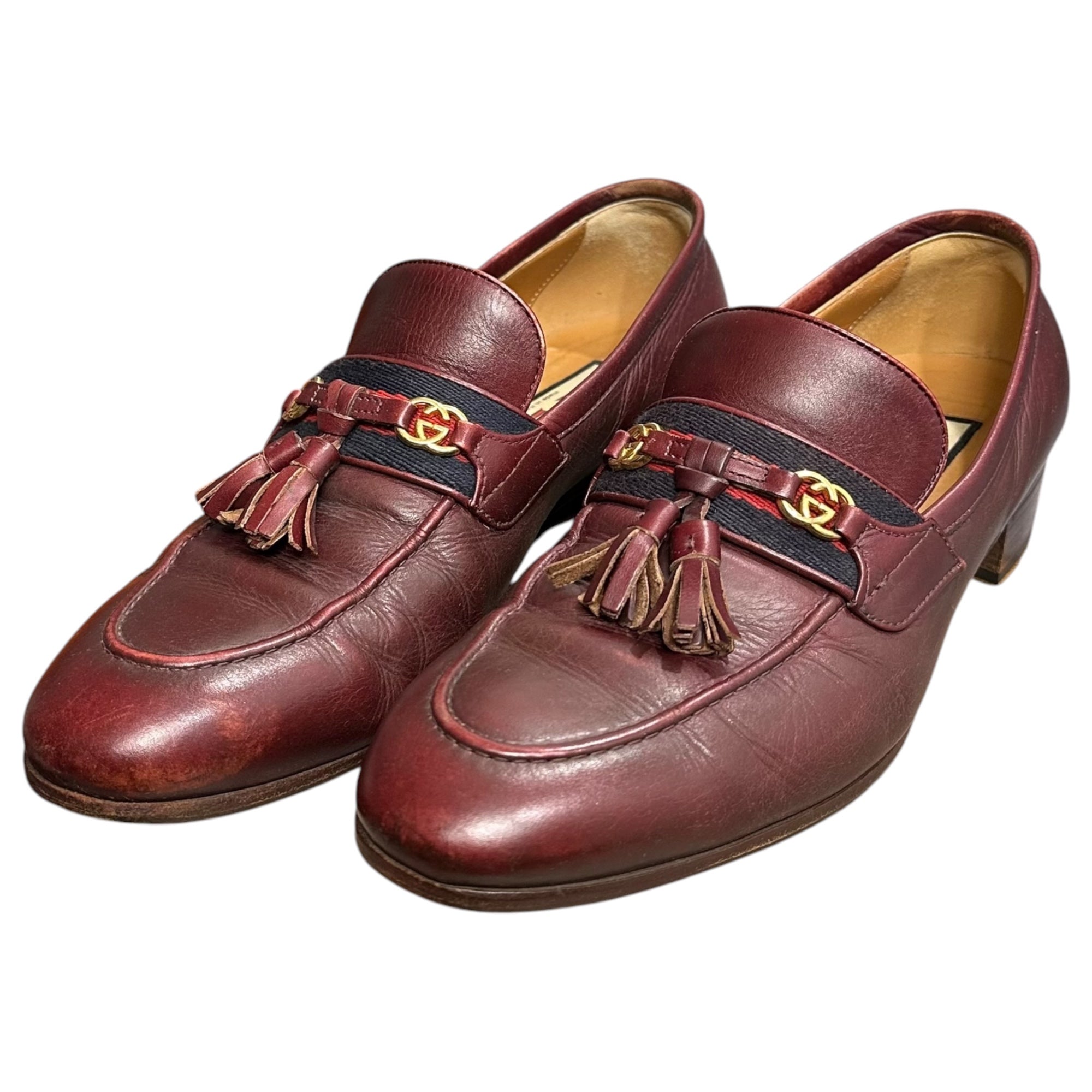 GUCCI(グッチ) 2020AW Interlocking Tassel Loafers インターロッキング タッセル ローファー 624720 6 1/2(25.5 cm程度) ワインレッド 革靴