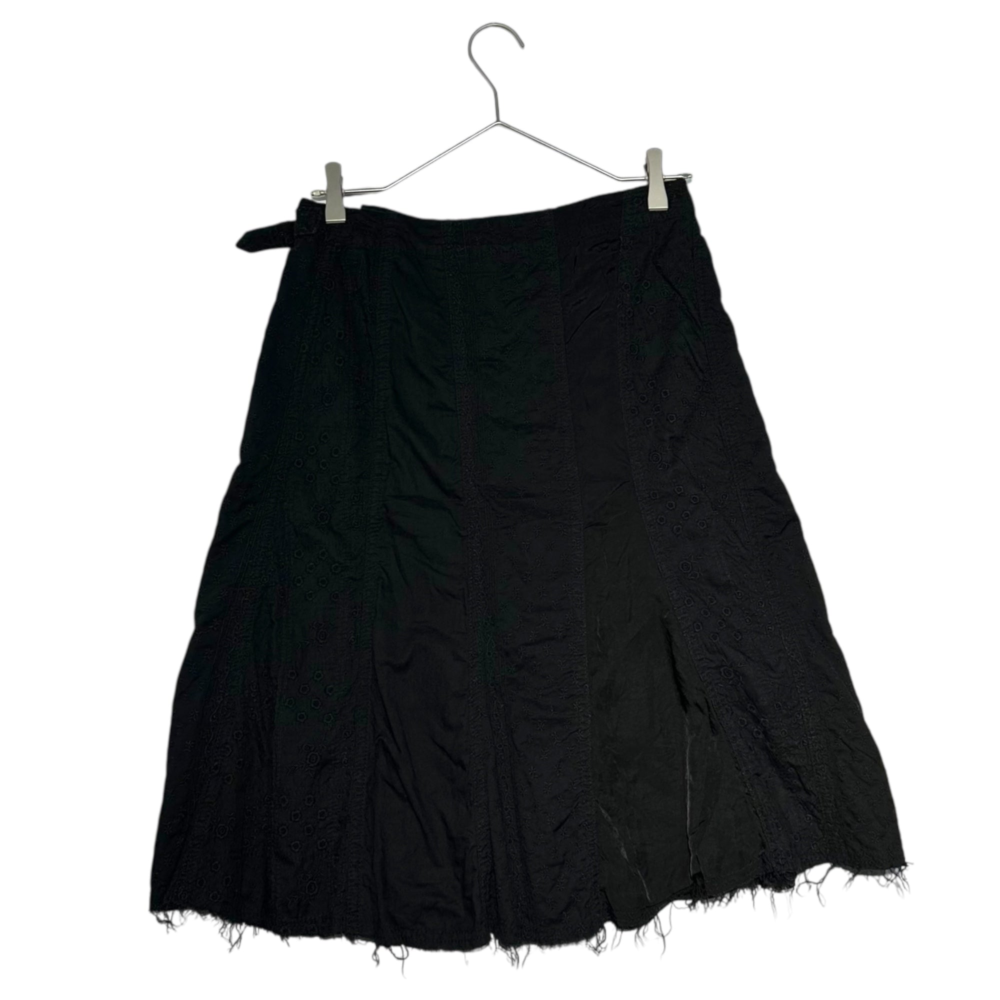 tricot COMME des GARCONS(トリココムデギャルソン) 06SS Belted Cut-off Different Fabric Lace Skirt ベルト付 カットオフ 異素材 レース ひざ丈 スカート TQ-S025 S ブラック AD2005