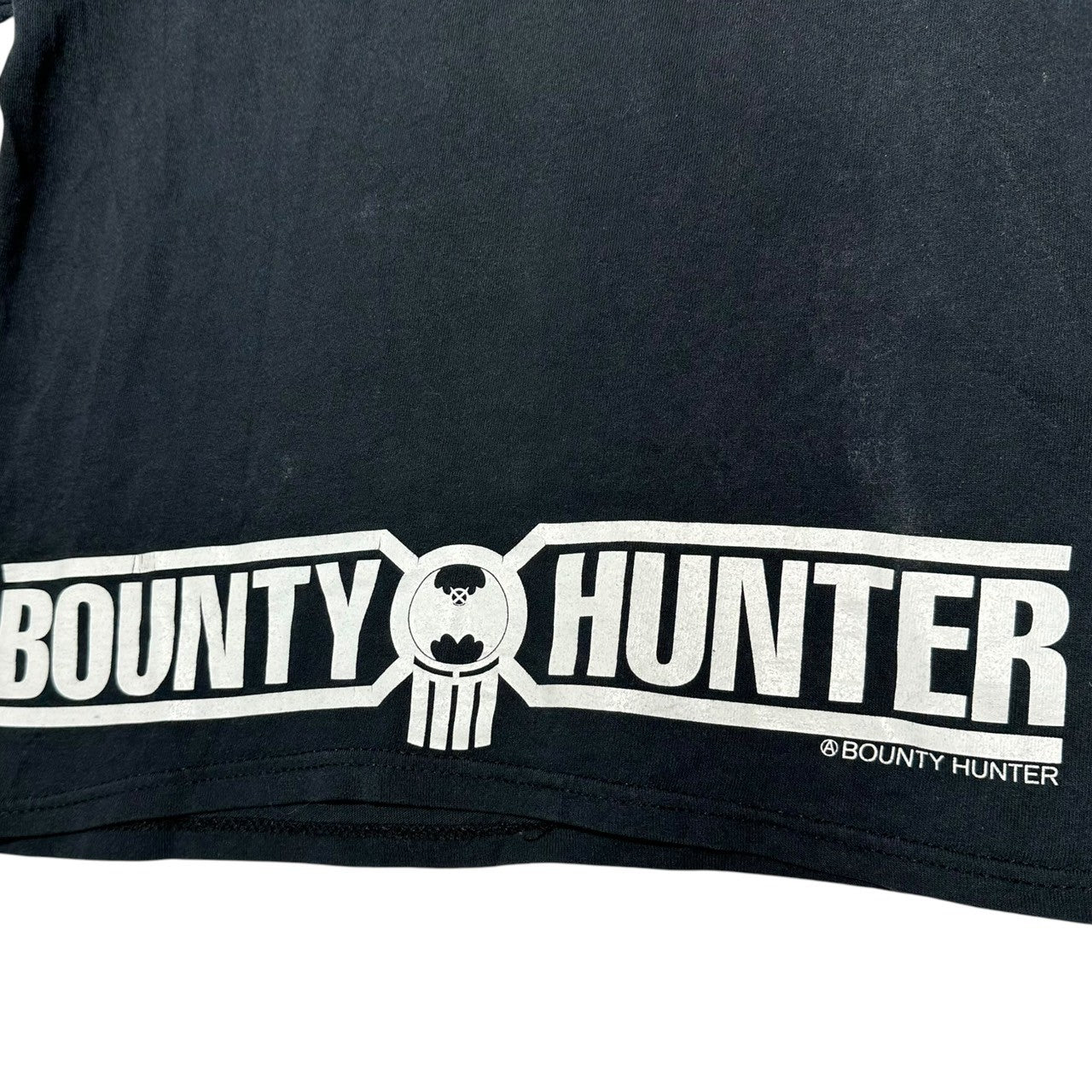 BOUNTY HUNTER(バウンティーハンター) skull family crest Tee スカル 家紋Tシャツ 印字消え(S程度) ブラック×ホワイト