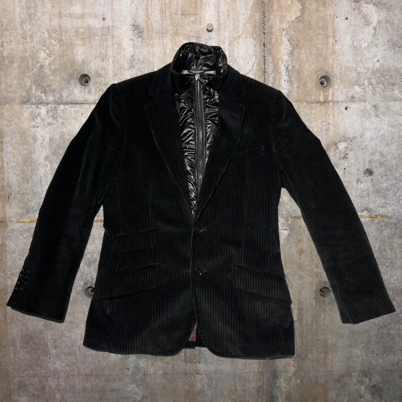 DOLCE&GABBANA(ドルチェ&ガッバーナ ドルガバ) レイヤードコーデュロイジャケット/テーラードジャケット 表記なし(Lサイズ程度) ブラック ドルチェアンドガッバーナ