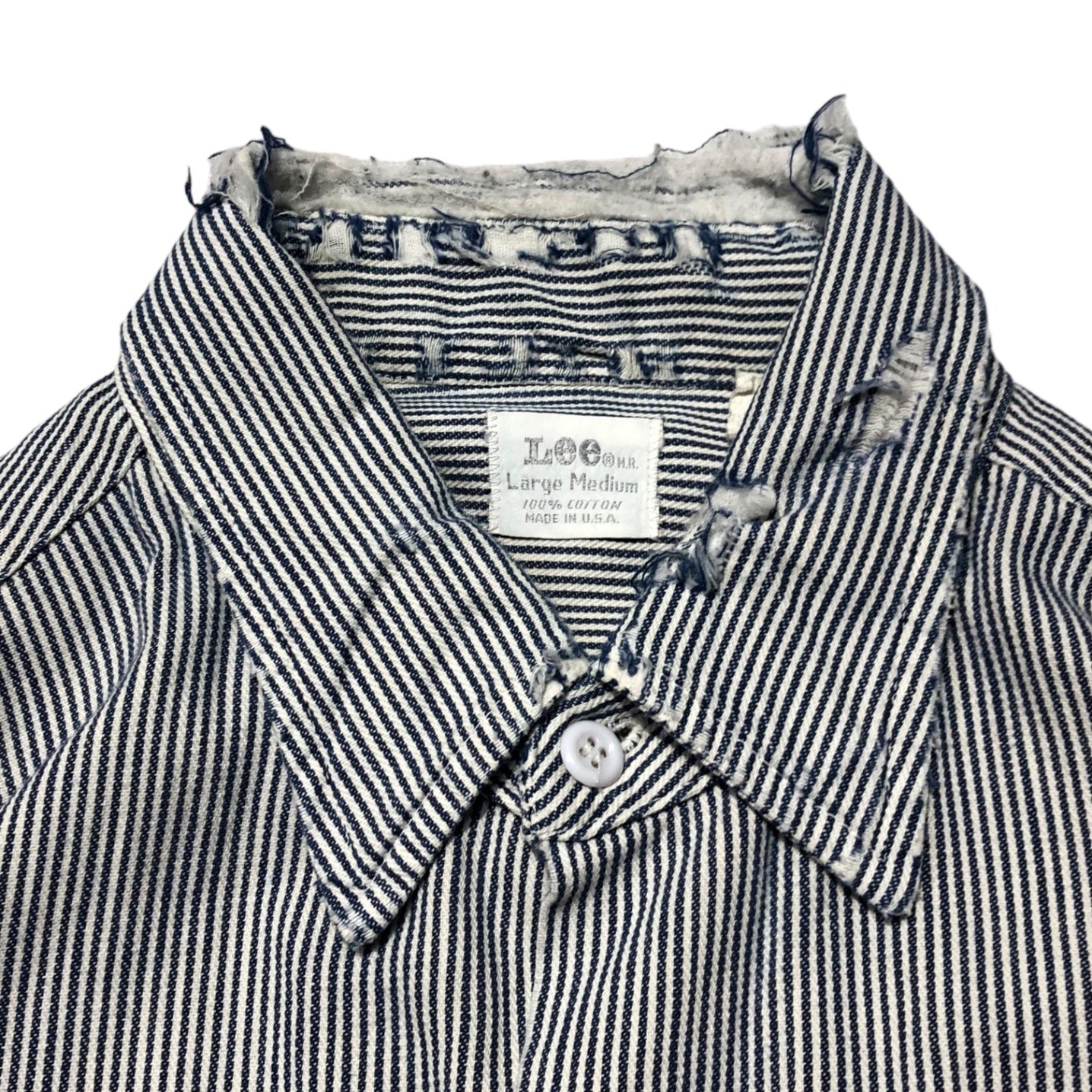 LEE(リー) 60’s ~ 70s hickory work shirt ヒッコリー ワーク シャツ Large Medium ブルー×ホワイト USA製 60年代~70年代