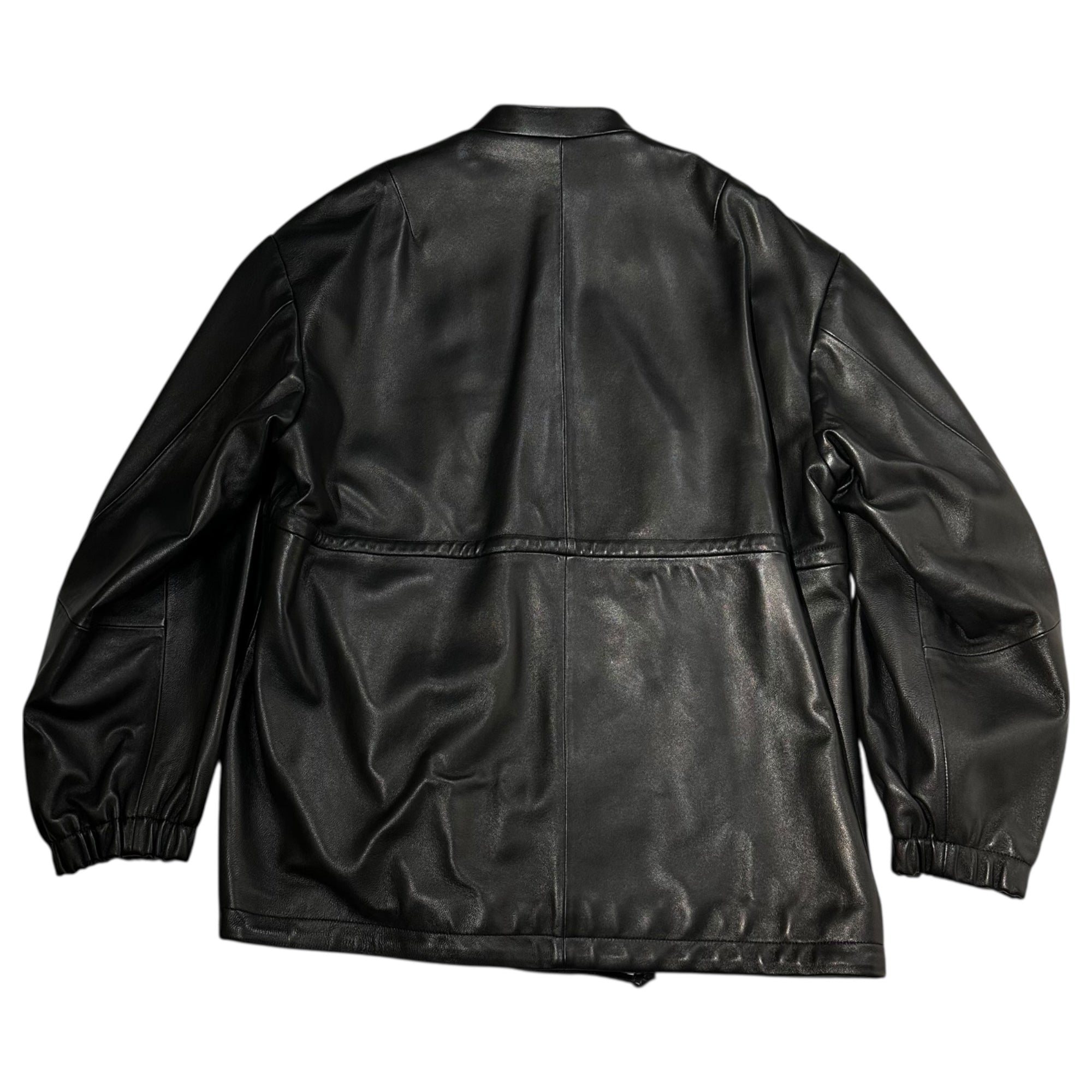 stein(シュタイン) leather drawstring jacket レザー ドローストリング ジャケット ジップアップ ST.493 S ブラック