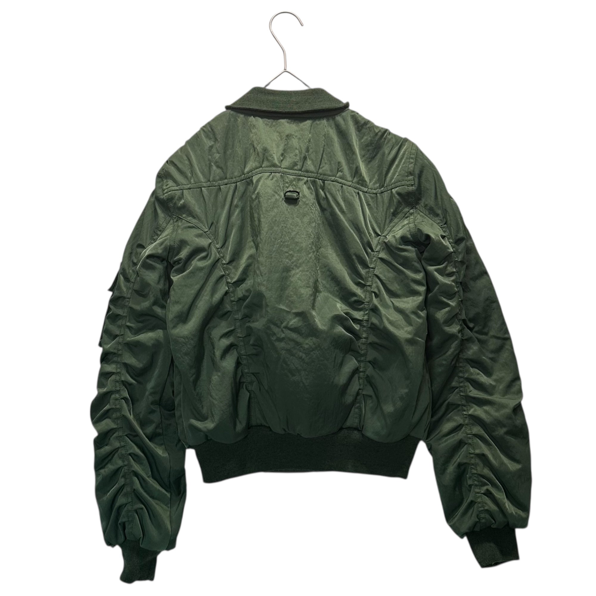 DIESEL(ディーゼル) 00's Gathered Gimmick Short-Length Bomber Jacket ギャザー ギミック ショート丈 ボンバー ジャケット XS グリーン Y2K MA-1 ブルゾン