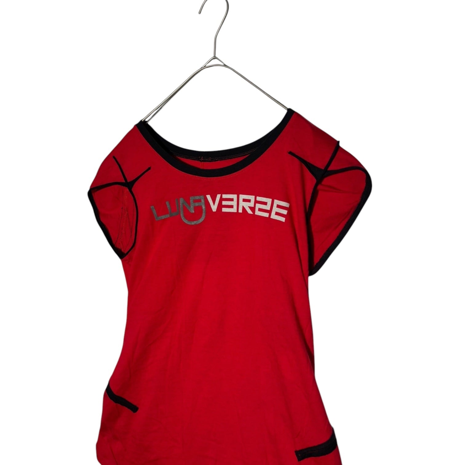 MARITHE FRANCOIS GIRBAUD(マリテフランソワジルボー) 00's ”LUNA VERSE” LOGO N/S TEE ロゴ プリント ノースリーブ Tシャツ F6-6659 S レッド Y2K
