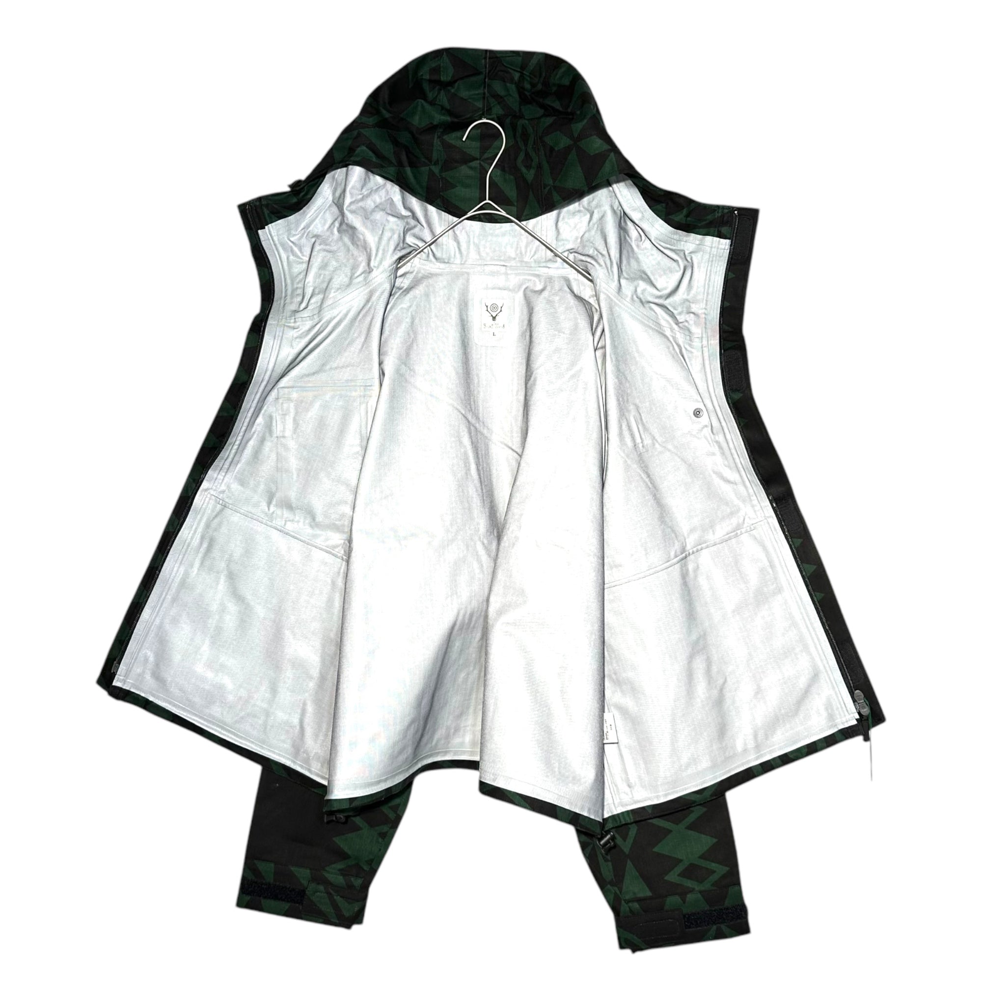 South2 West8 S2W8(サウス2ウエスト8) 22AW River Trek Jacket – Cotton Ripstop / 3 Layer リバー トレック ジャケット - コットンリップストップ 3レイヤー LQ671 L ブラック×グリーン マウンテンパーカー ショート丈 ブルゾン