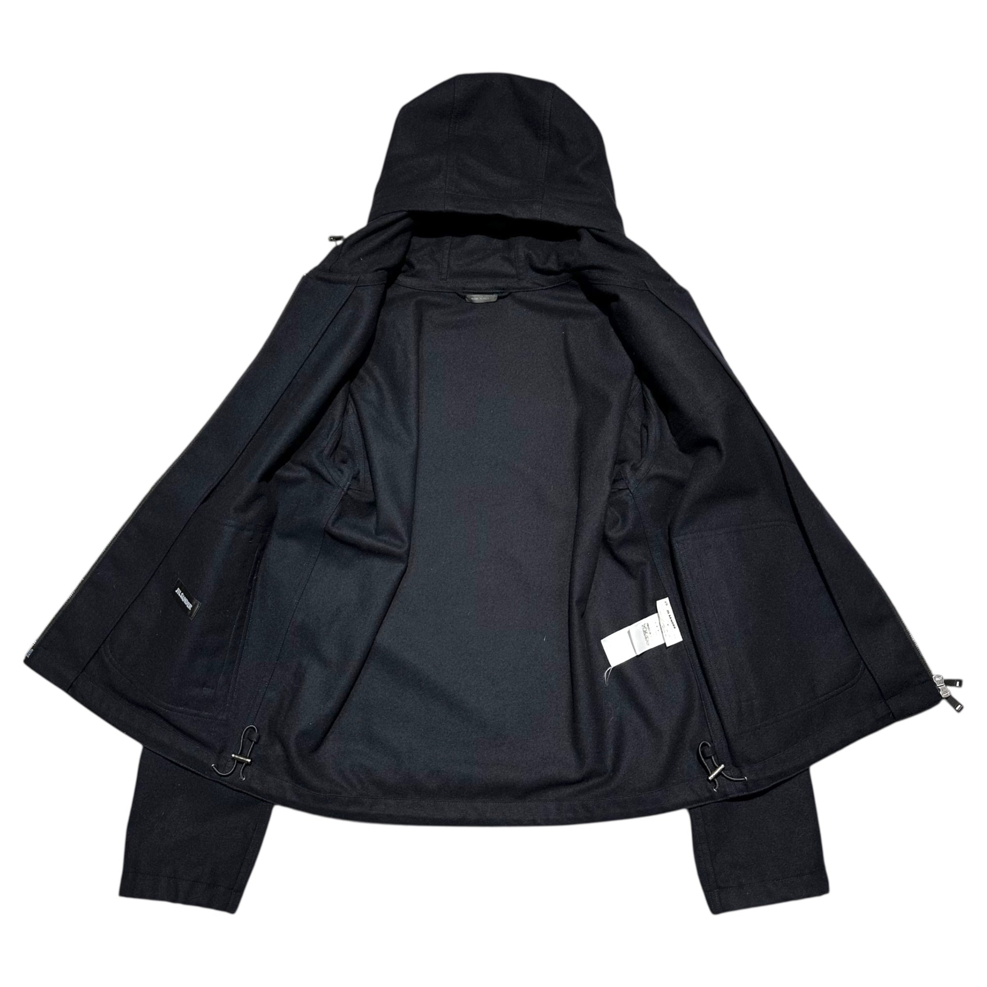 JIL SANDER(ジルサンダー) 15AW Wool Light Melton Hooded Jacket ウール ライト メルトン フーデッド ジャケット 46(S) ブラック