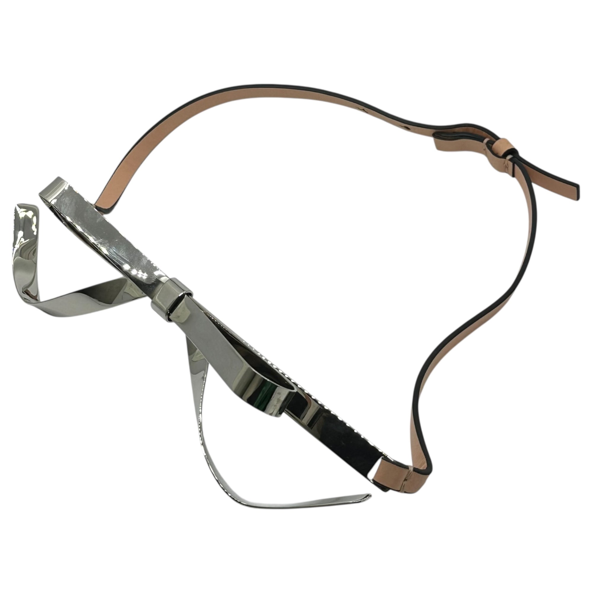 MARNI(マルニ) Metal Plate Ribbon Leather Belt メタル プレート リボン レザー ベルト 75 シルバー×ピンク