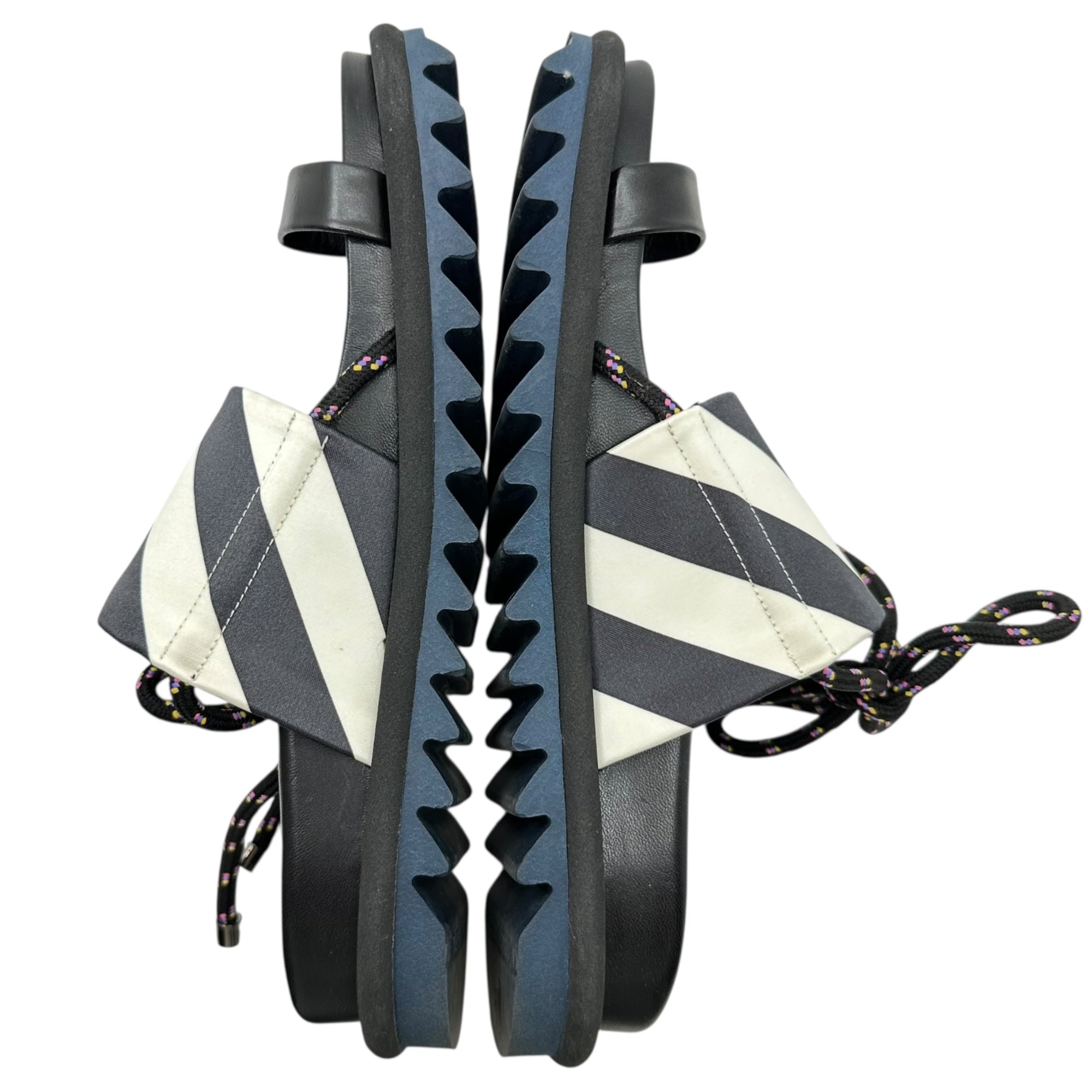 DRIES VAN NOTEN(ドリスヴァンノッテン) Heel Lace-Up Stripe Shark Sole Sports Sandal ヒール レースアップ ストライプ シャークソール スポーツ サンダル WS25/234 37(23.5cm程度) ブラック×ホワイト×ネイビー