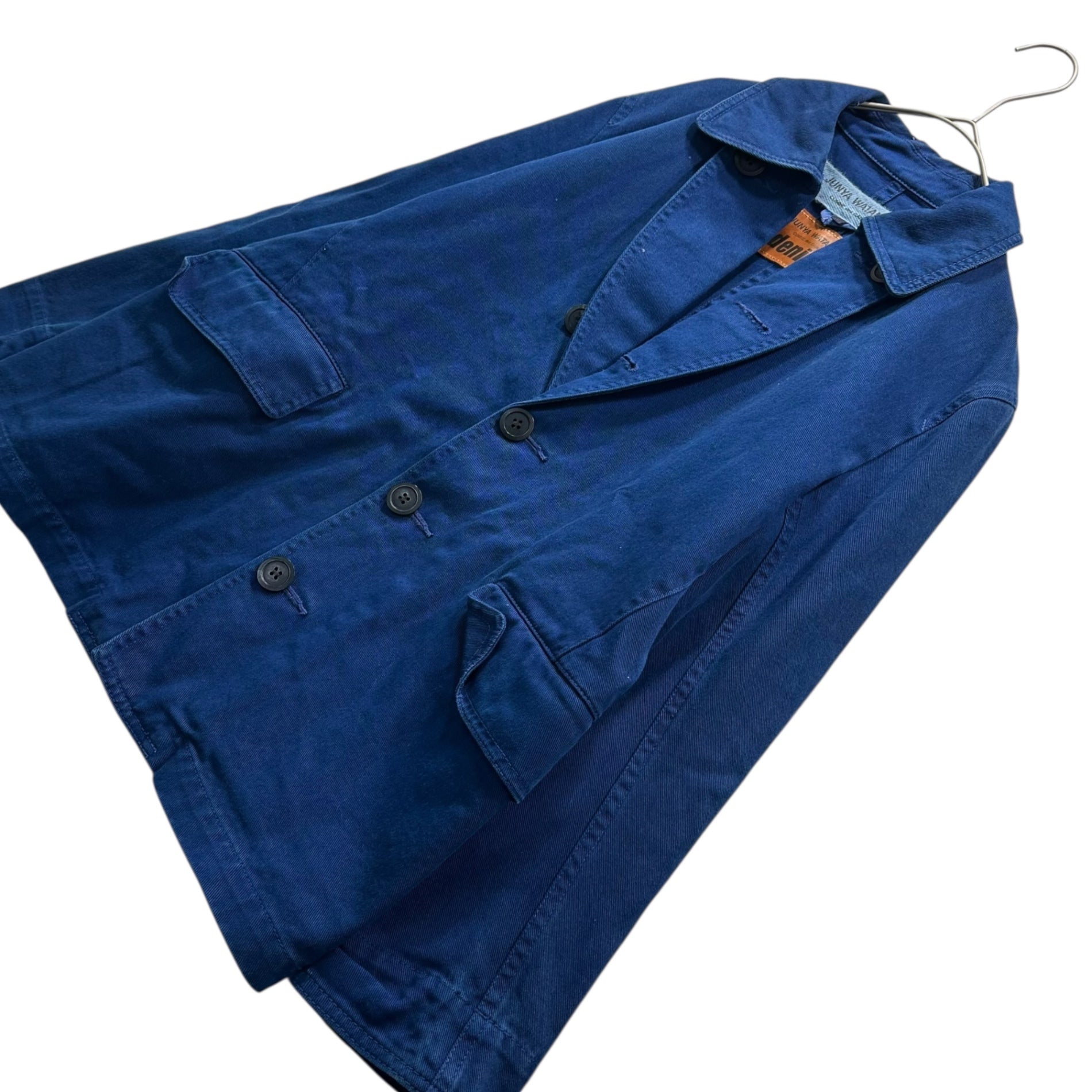 COMME des GARCONS JUNYA WATANABE(コムデギャルソンジュンヤワタナベ) 13SS Post-dyed Distressed Coverall Jacket 後染め 変形 カバーオール ジャケット JK-J201 XS ブルー AD2012