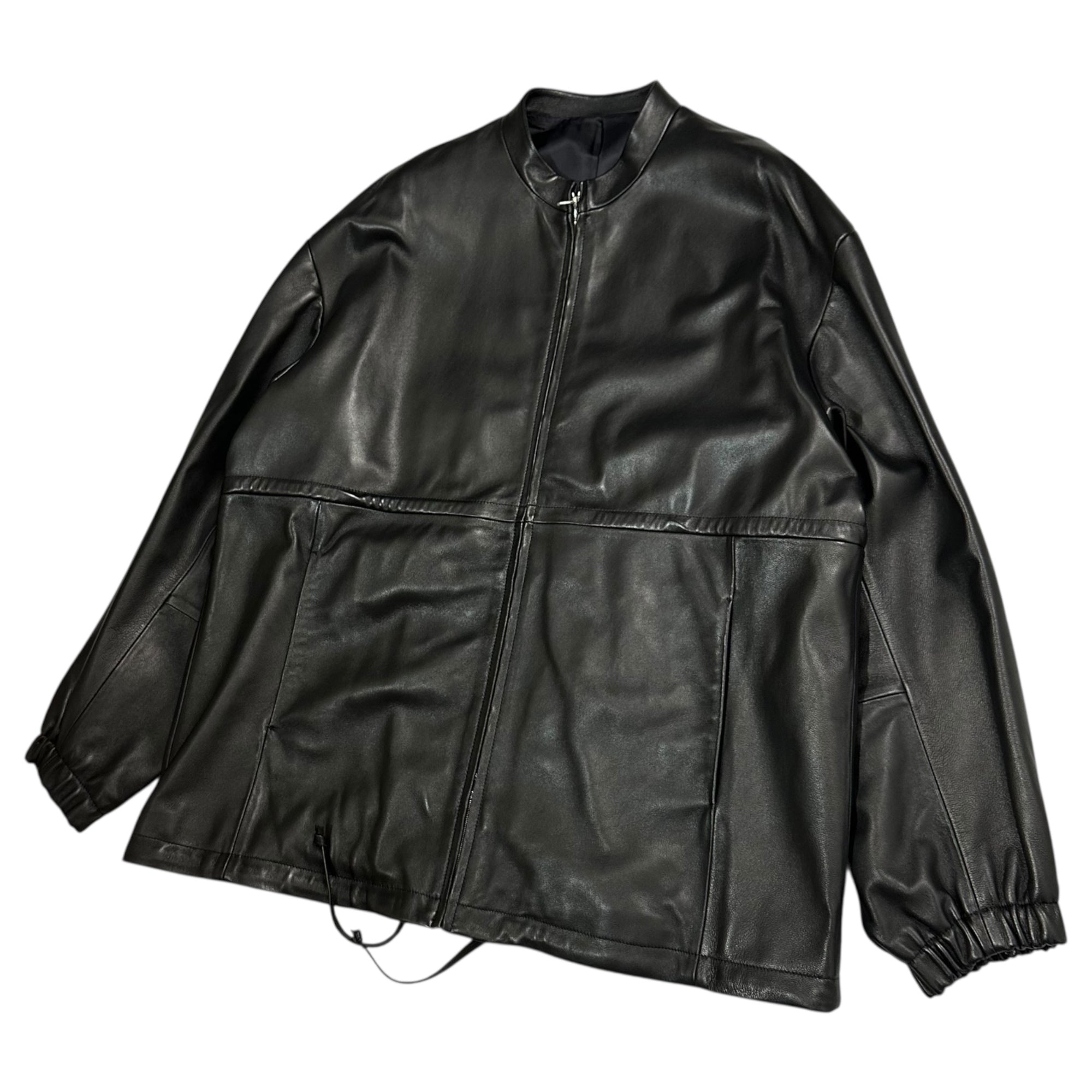 stein(シュタイン) leather drawstring jacket レザー ドローストリング ジャケット ジップアップ ST.493 S ブラック