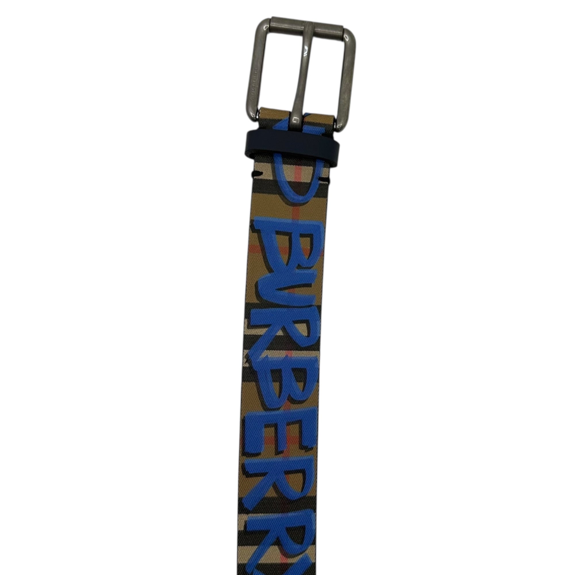BURBERRY(バーバリー) Graffiti Print Belt 落書き プリント ベルト 44/110 ベージュ×ブルー