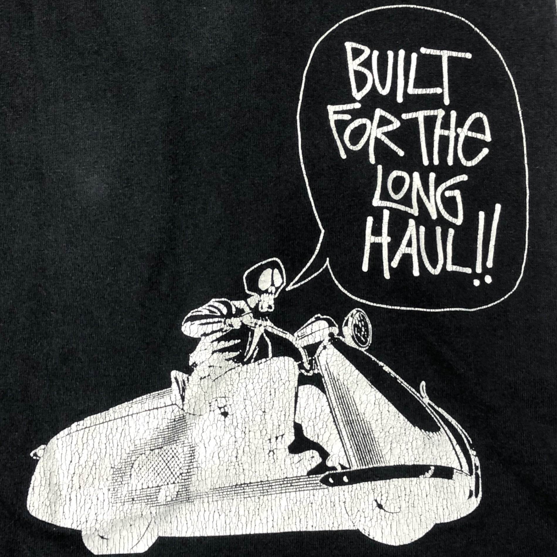 STUSSY(ステューシー) 90's~00's VINTAGE BIKER SKULL Tシャツ バイカー スカル ドクロ 紺タグ M ブラック 90~00年代 BUILT FOR THE LONG HAUL OLD STUSSY