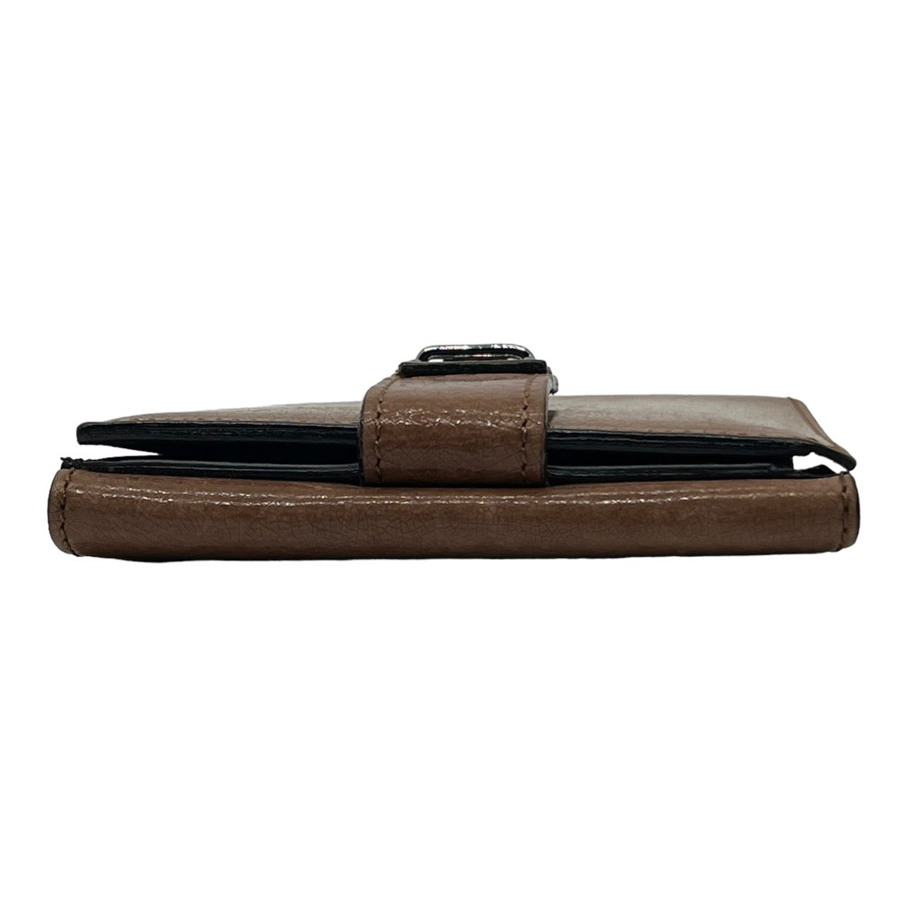 JIL SANDER(ジルサンダー) 差し込み錠ガラスレザー2つ折り財布 ブラウン 本人期 初期