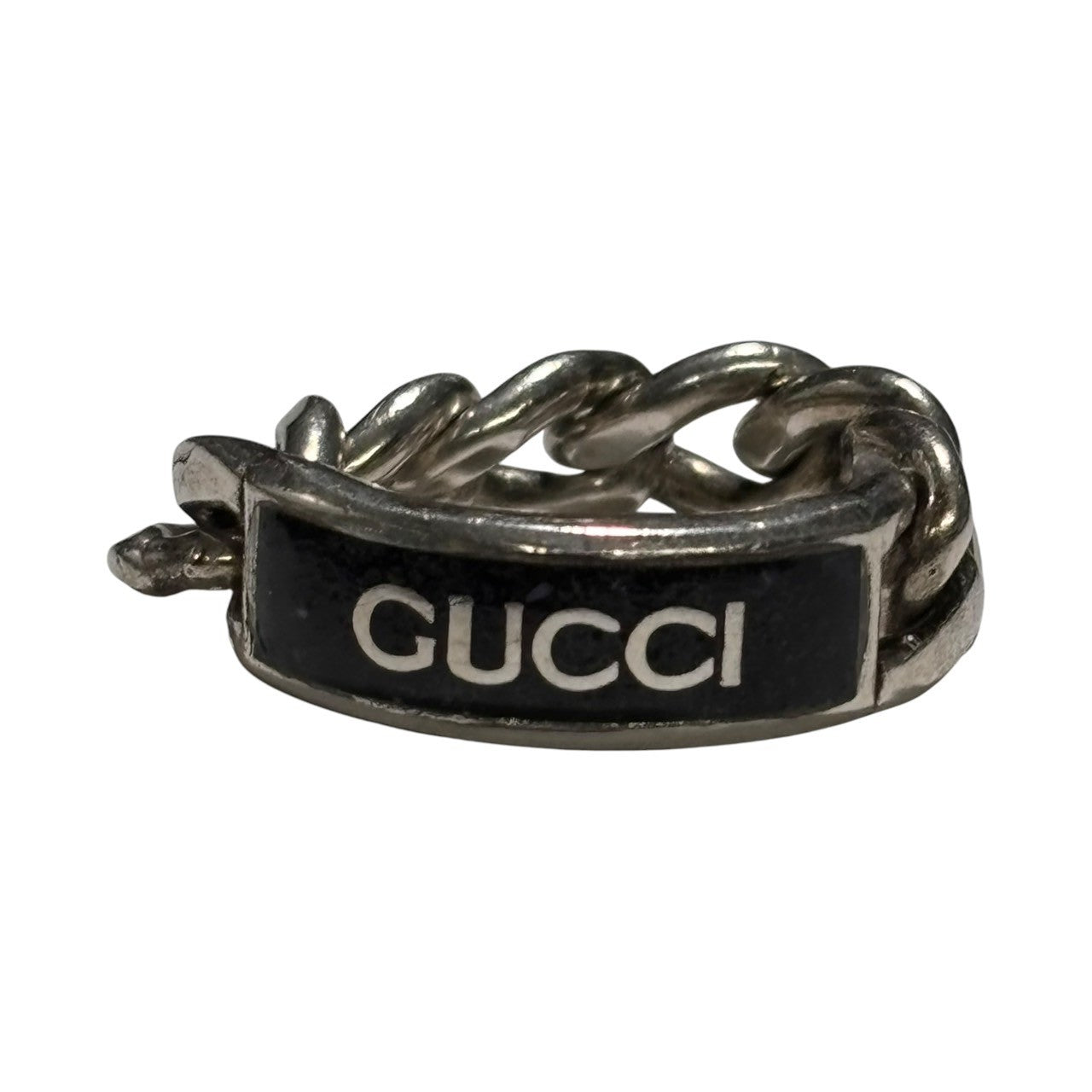 GUCCI(グッチ) 925 logo plated golmet chain ring 925 ロゴ プレート ゴルメット チェーン リング 678711 17号 シルバー 箱付