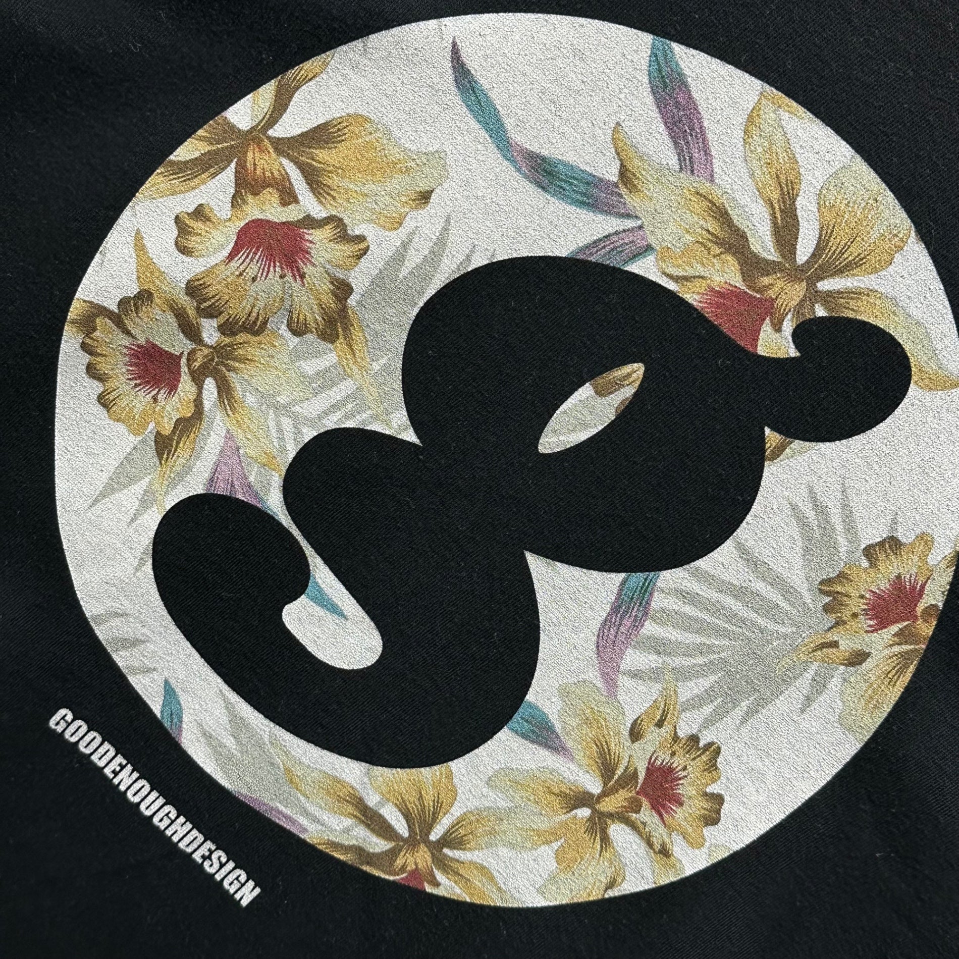 GOODENOUGH(グッドイナフ) 2015's Floral Glam G Logo S/S T-Shirt フローラル グラムG ロゴ 半袖 Tシャツ L ブラック×ホワイト