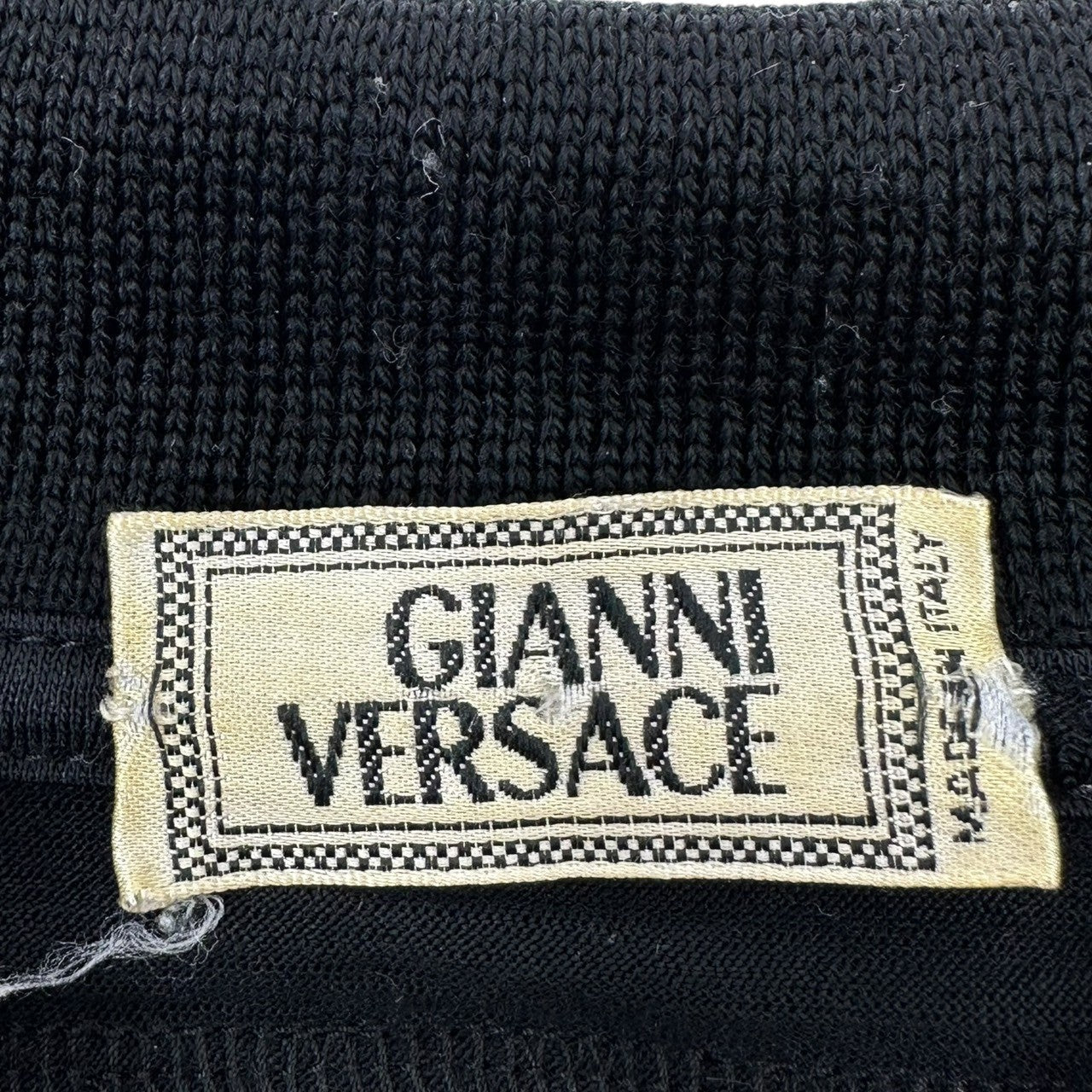 GIANNI VERSACE(ジャンニヴェルサーチ) 80~90's Archives Long Sleeve Wool Polo Shirt アーカイブ 長袖 ウール ポロシャツ 46(S~M程度) ブラック