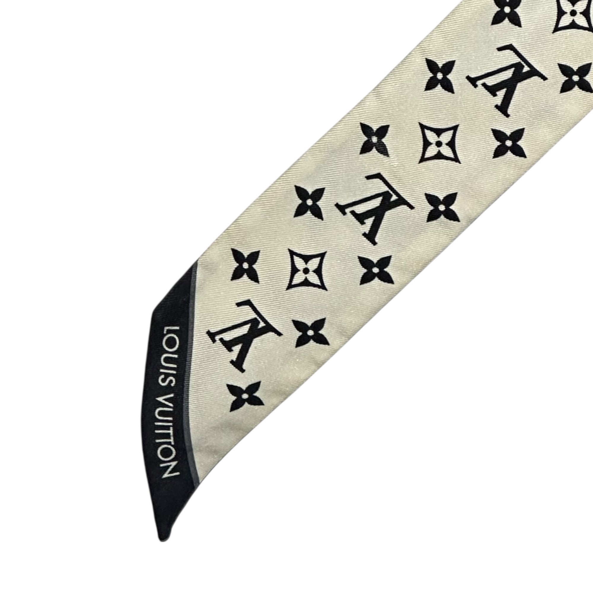 LOUIS VUITTON(ルイヴィトン) Bando BB - Let's Go バンドーBB - レッツゴー シルク スカーフ M76442 ブラック×ホワイト モノグラム