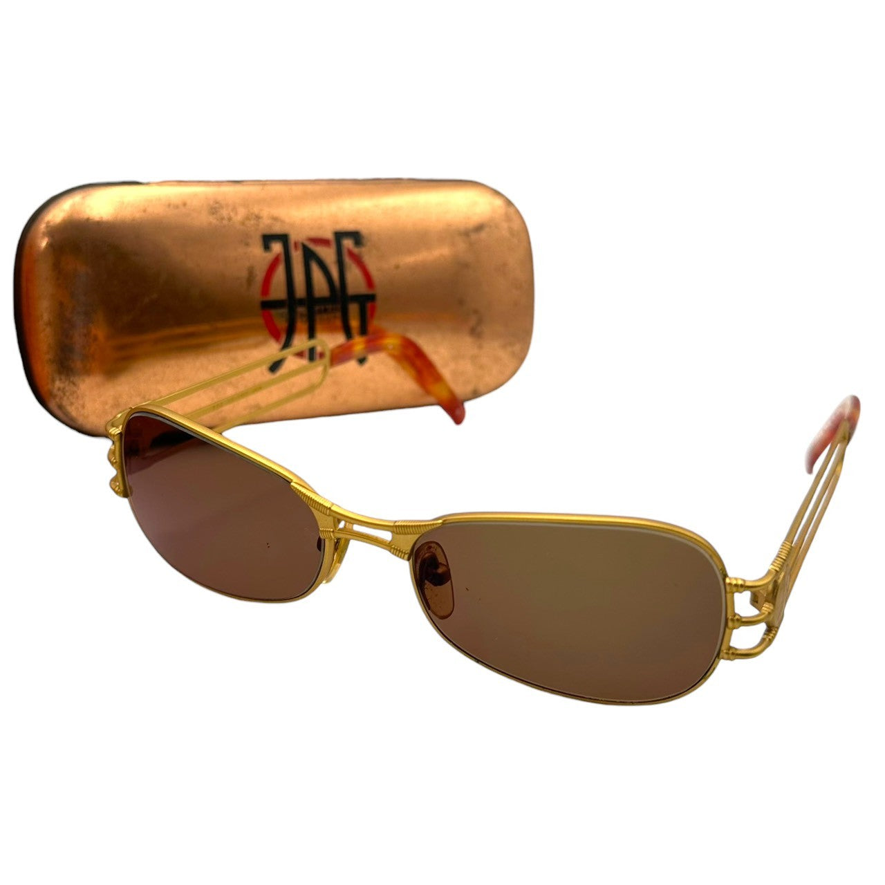 Jean Paul GAULTIER(ジャンポールゴルチエ) 80's~90's JPG Logo 3 Frame Vintage Sunglasses ロゴ 3本フレーム ヴィンテージ サングラス 58-5107 ゴールド×ブラウン コパー85% 80年代~90年代 ヴィンテージ アーカイブ
