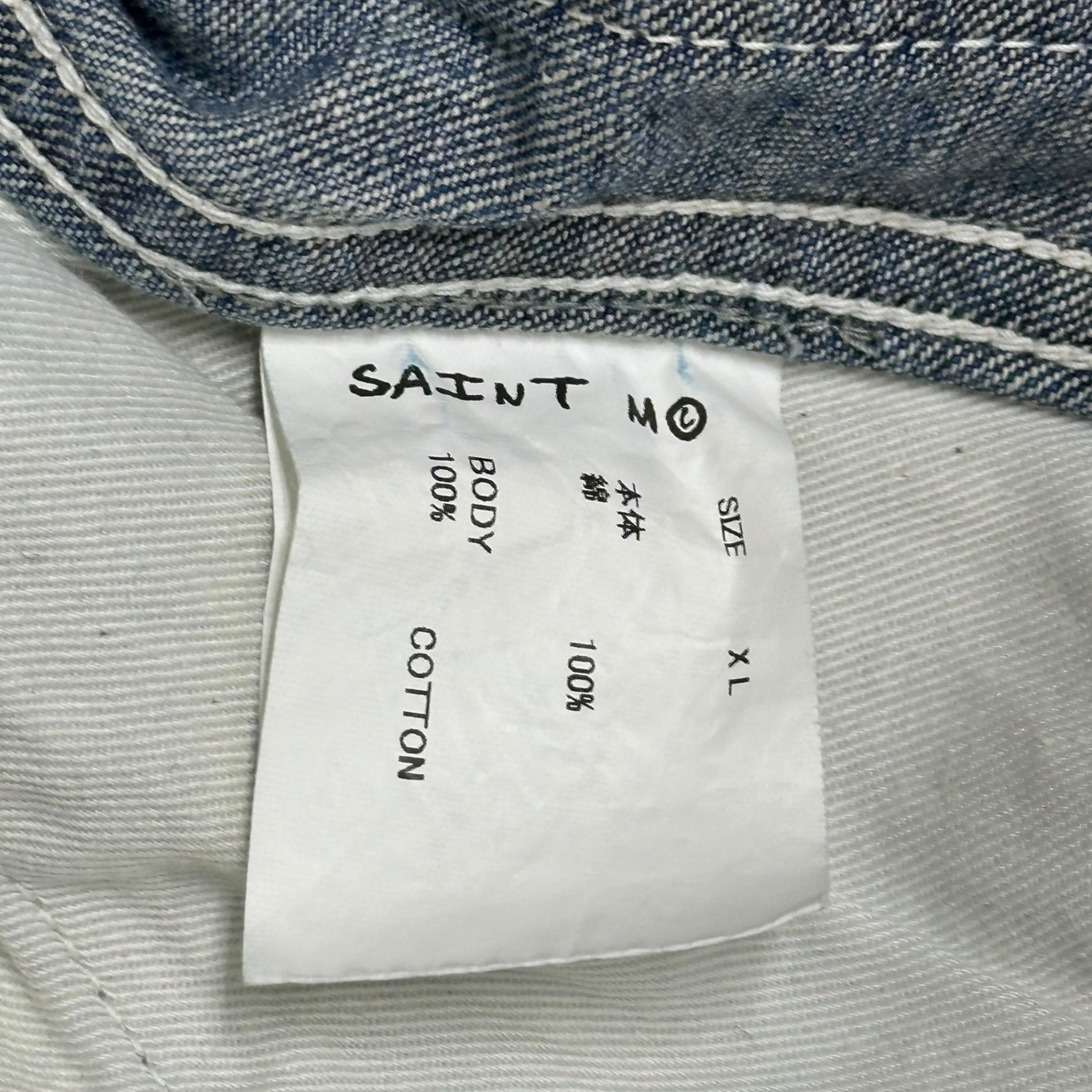 SAINT MICHAEL(セントマイケル) 24SS SAINT DENIM PANTS BLUE ダメージ 加工 ペインター デニム パンツ ジーンズ SM-YS8-0000-051 XL ライトインディゴ