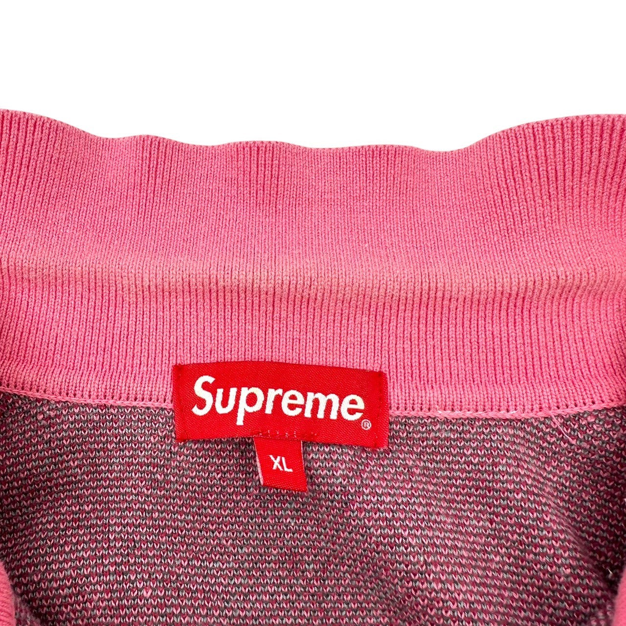 SUPREME(シュプリーム) 21AW Argyle Zip Polo アーガイル ニット ジップ 半袖 ポロ シャツ XL ピンク 21FW