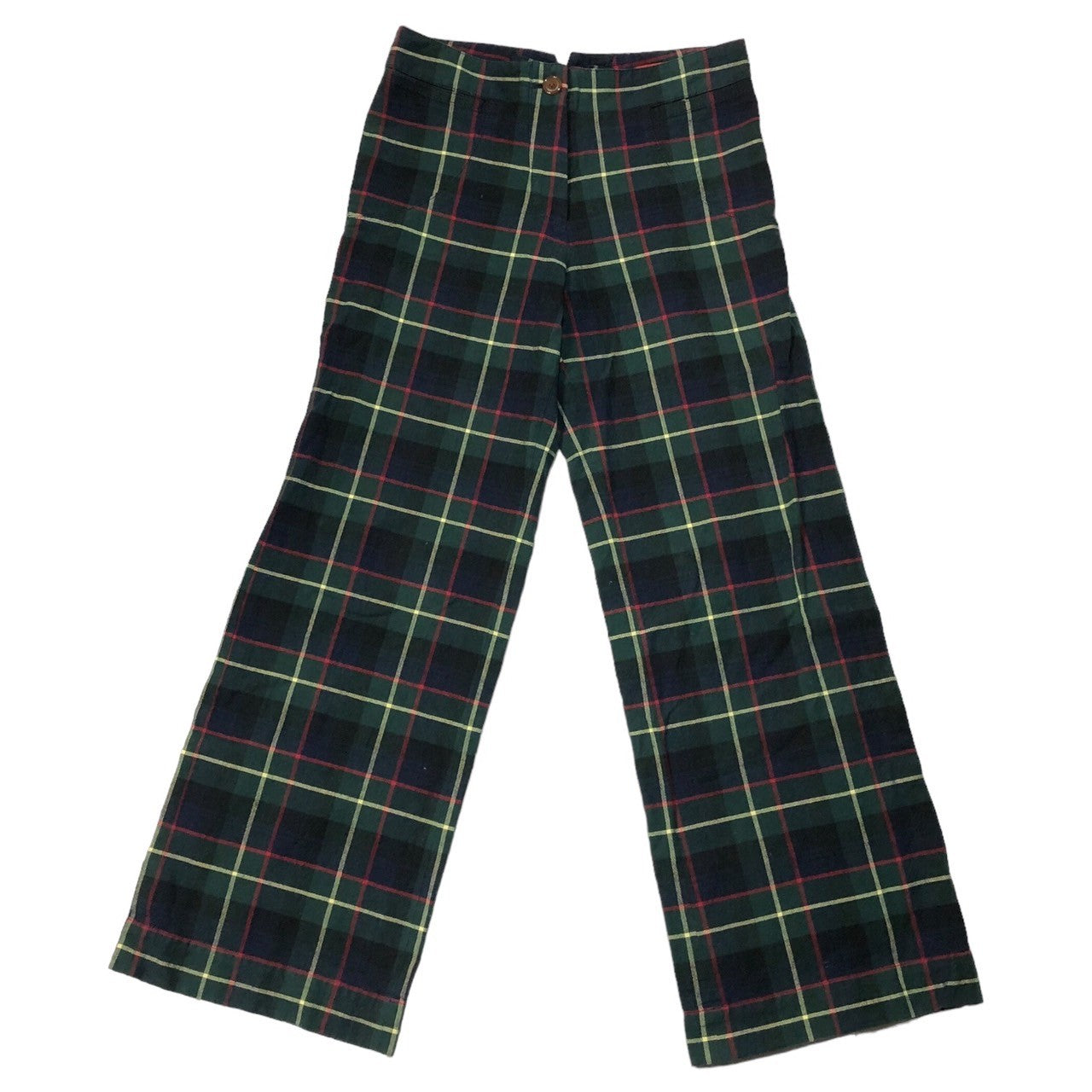 Vivienne Westwood RED LABEL(ヴィヴィアンウエストウッドレッドレーベル) 00's back lace flare check pants バックレース フレア チェックパンツ SIZE M グリーン×ネイビー×レッド オリゾンティタグ