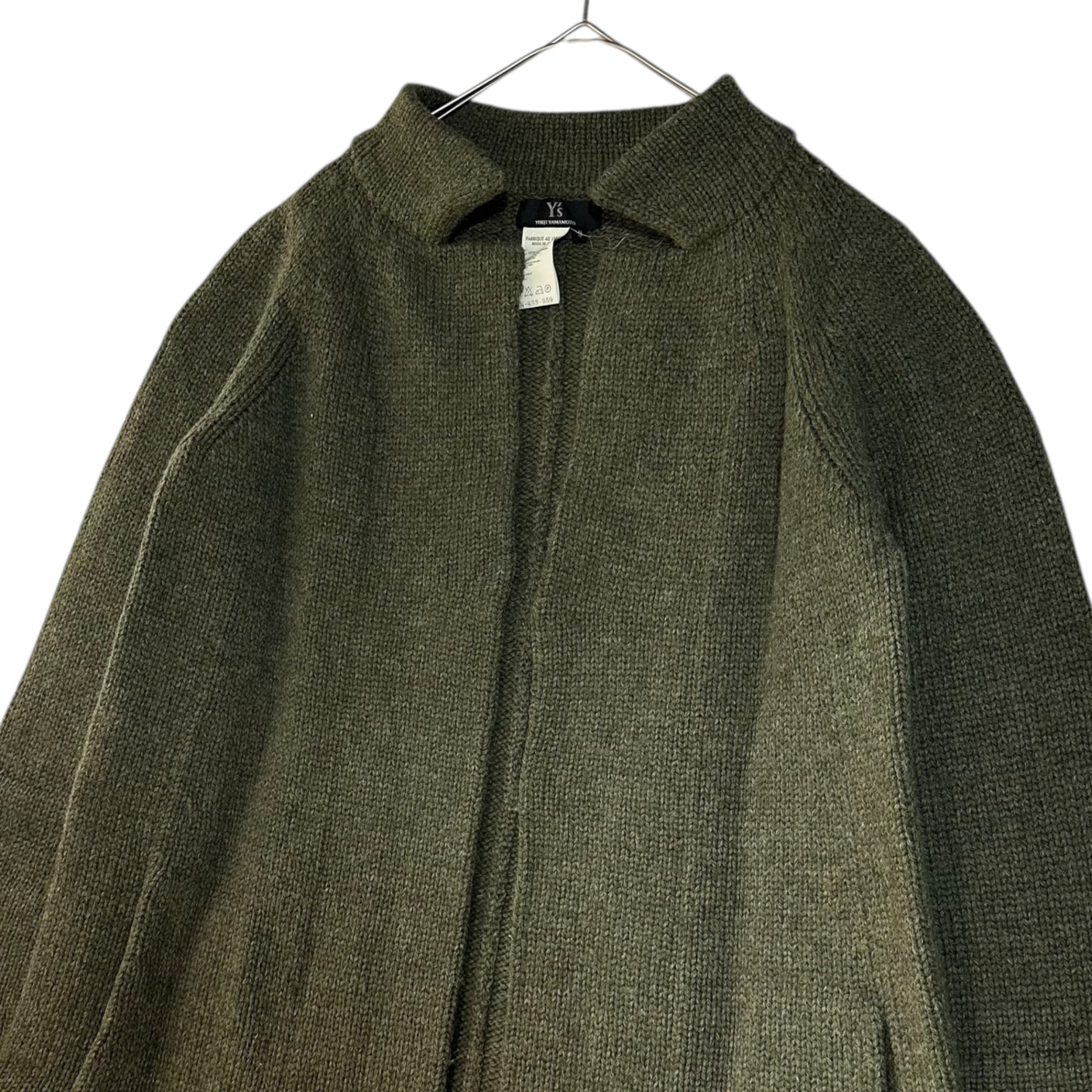 Y's(ワイズ) Loose-knit wool buttonless knit cardigan ローゲージ ウール ボタンレス ニット カーディガン YN-K33-959 3 オリーブ