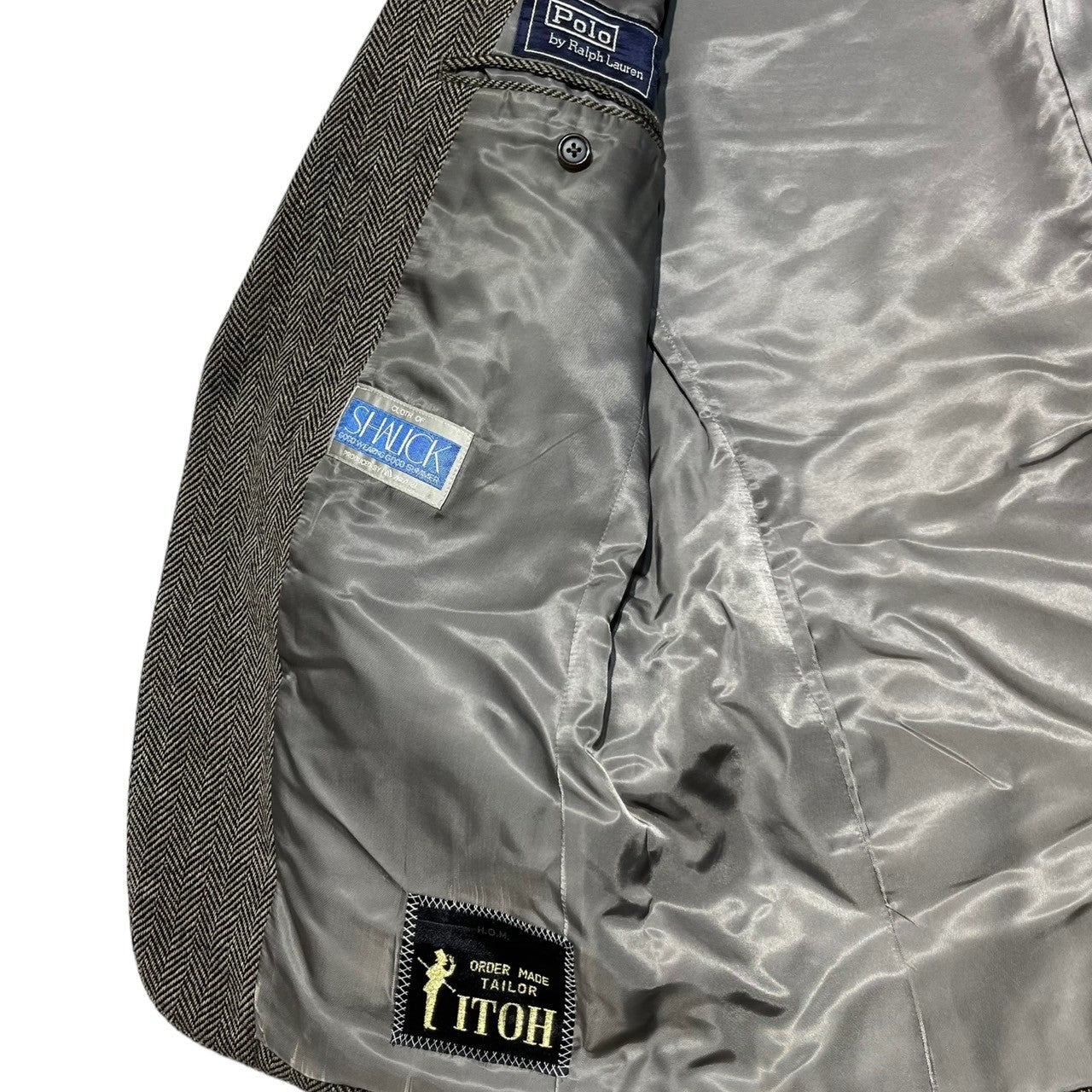 POLO RALPH LAUREN(ポロラルフローレン) 90's Herringbone 2B tailored jacket ヘリンボーン ウール テーラード ジャケット AB5(M程度) ブラウン 90年代