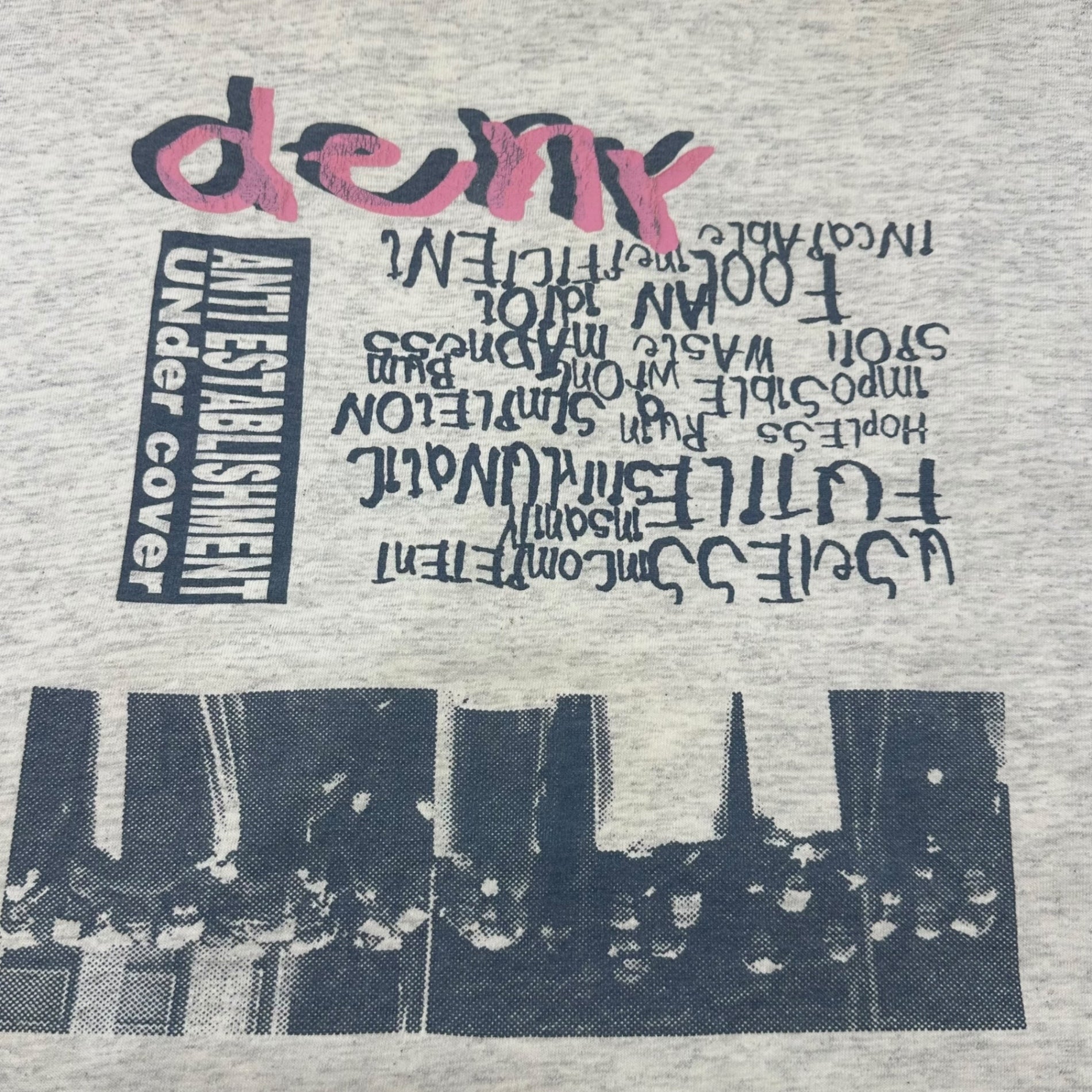 UNDERCOVER(アンダーカバー) 90's Hand Printed Riot Police Print ONE AND ONLY “PUNK” T-Shirt 90年代 手刷り 機動隊 プリント ONE AND ONLY「パンク」Tシャツ L ライトグレー