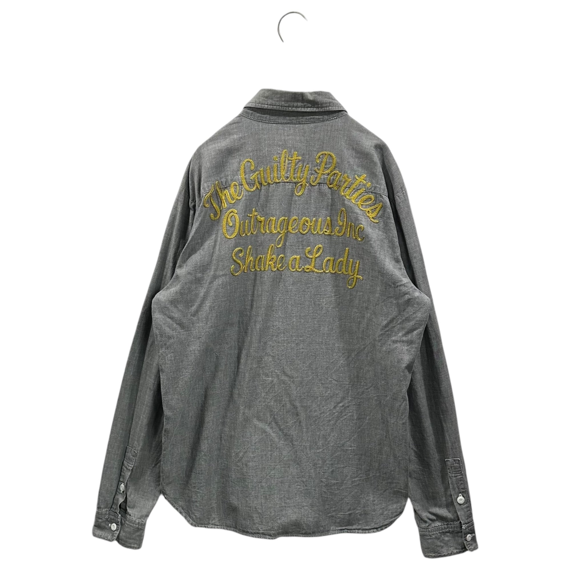 WACKO MARIA(ワコマリア) Embroideredlong sleeve shirt with logo patch ワッペン ロゴ 刺繡 長袖シャツ L グレー