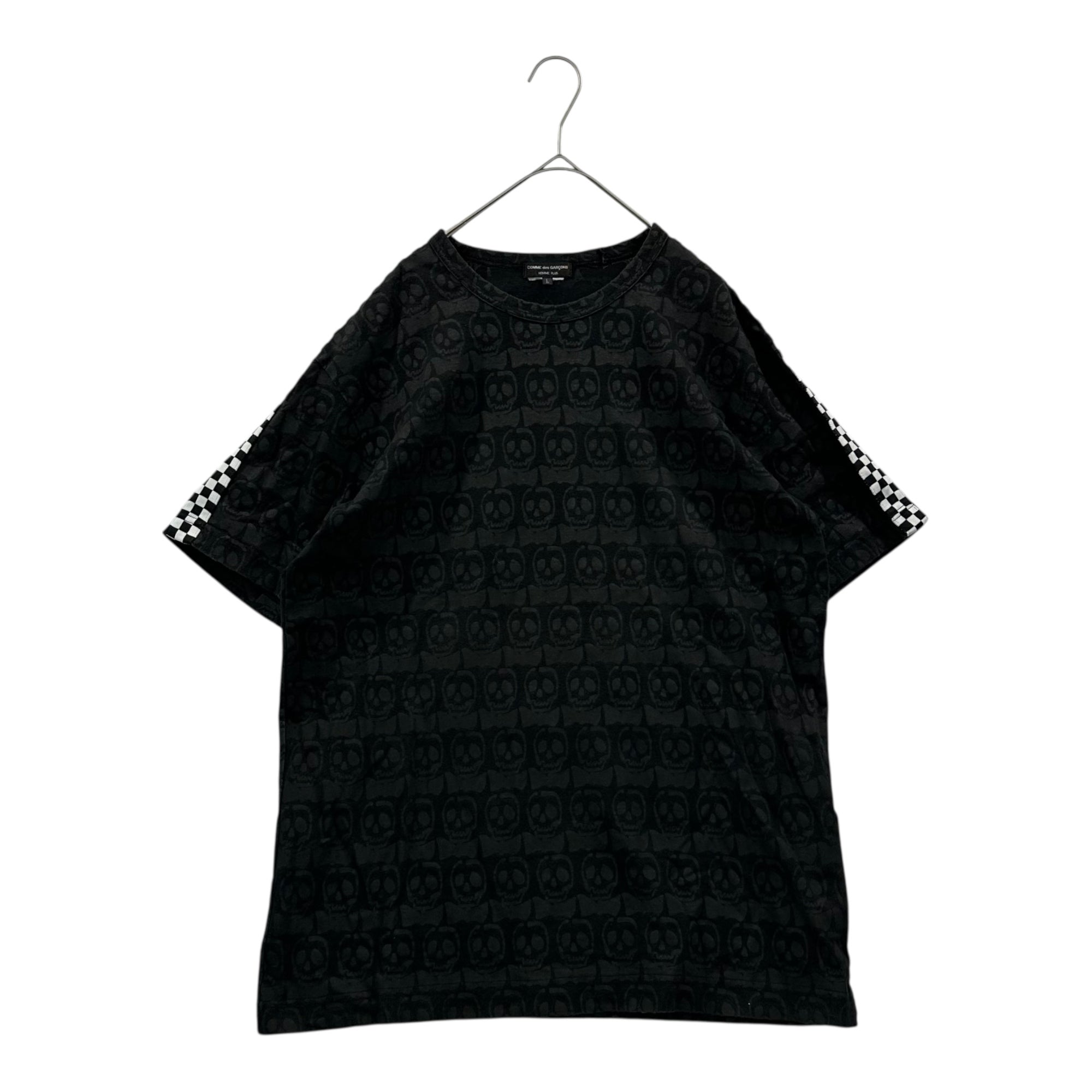 COMME des GARCONS HOMME PLUS(コムデギャルソンオムプリュス) 11SS the Skull of Life Checkered Flag & Skull T-Shirt チェッカーフラッグ & スカル Tシャツ PG-T019 L ブラック×ホワイト AD2010