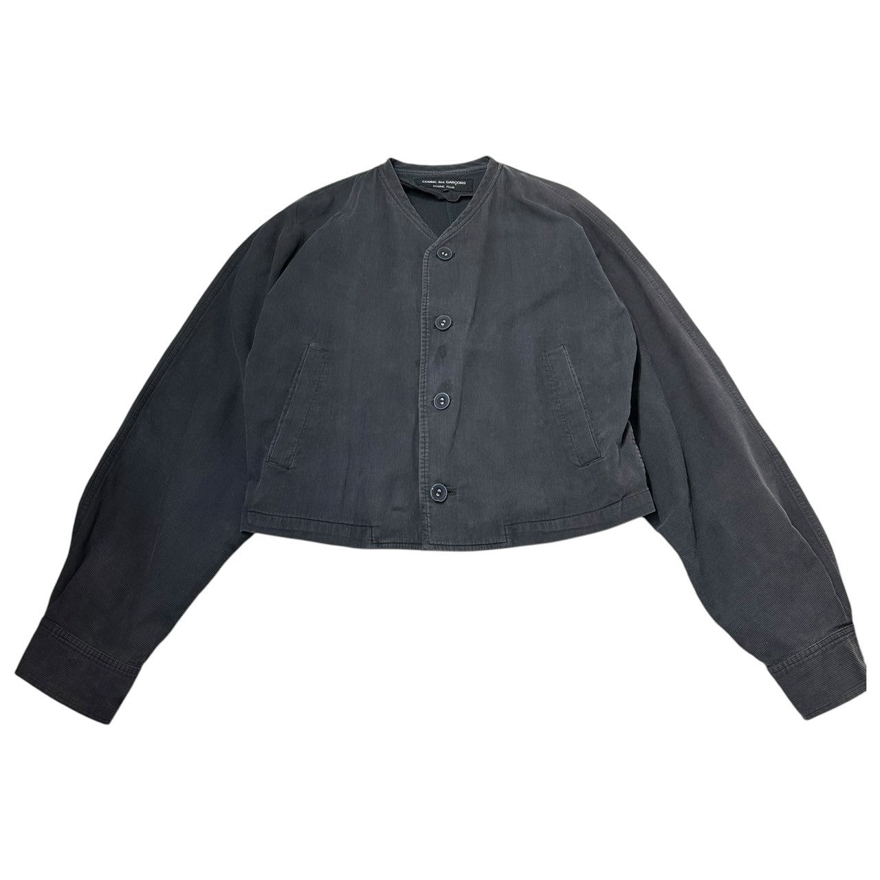COMME des GARCONS HOMME PLUS(コムデギャルソンオムプリュス) 80's Short length collarless 4 button jacket 80年代 ショート丈 ノーカラー 4ボタン ジャケット 本人期 川久保玲 FREE ブラック