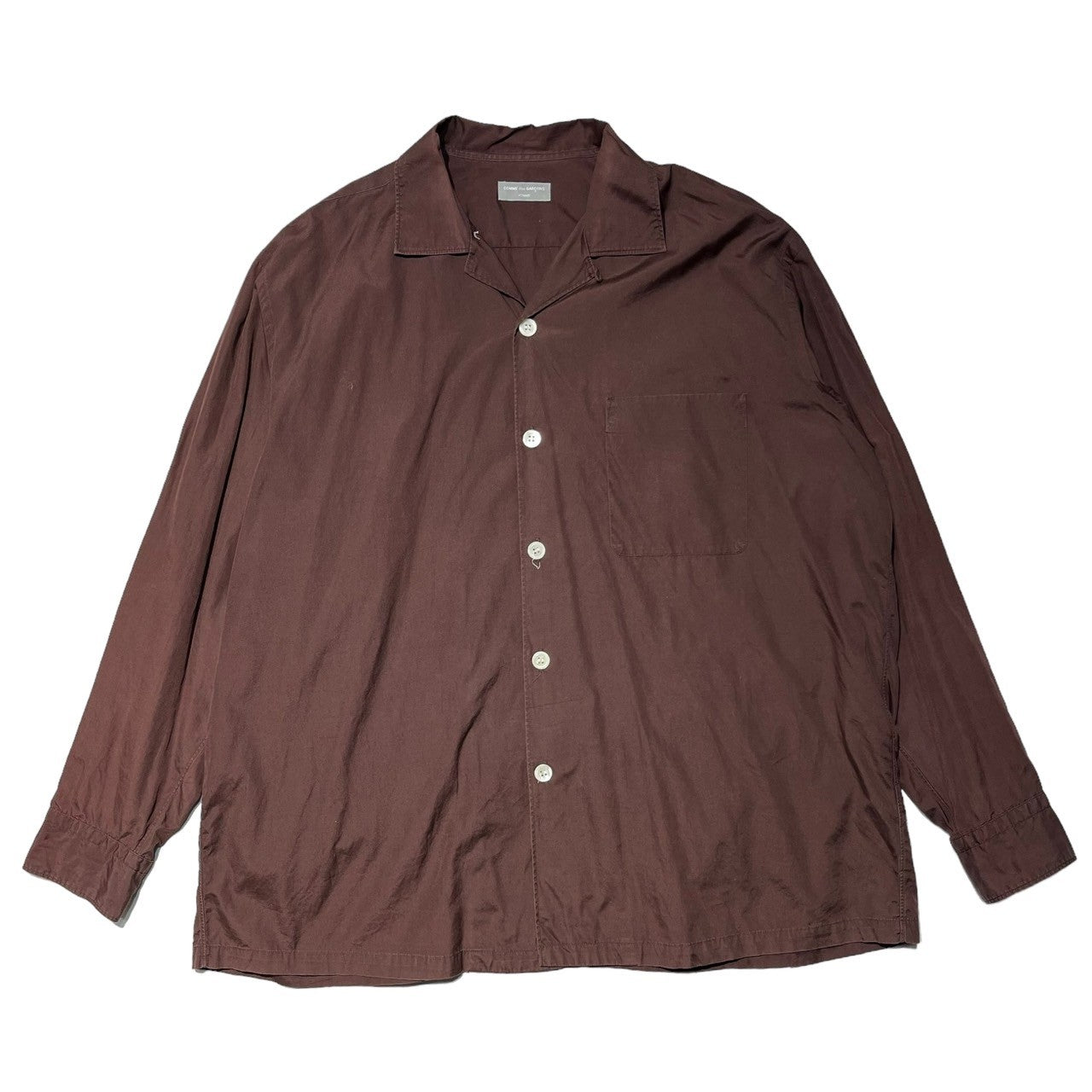 COMME des GARCONS HOMME(コムデギャルソンオム) 80~90’s oversized open collar shirt オープンカラーシャツ Lサイズ程度 ワインレッド 田中オム