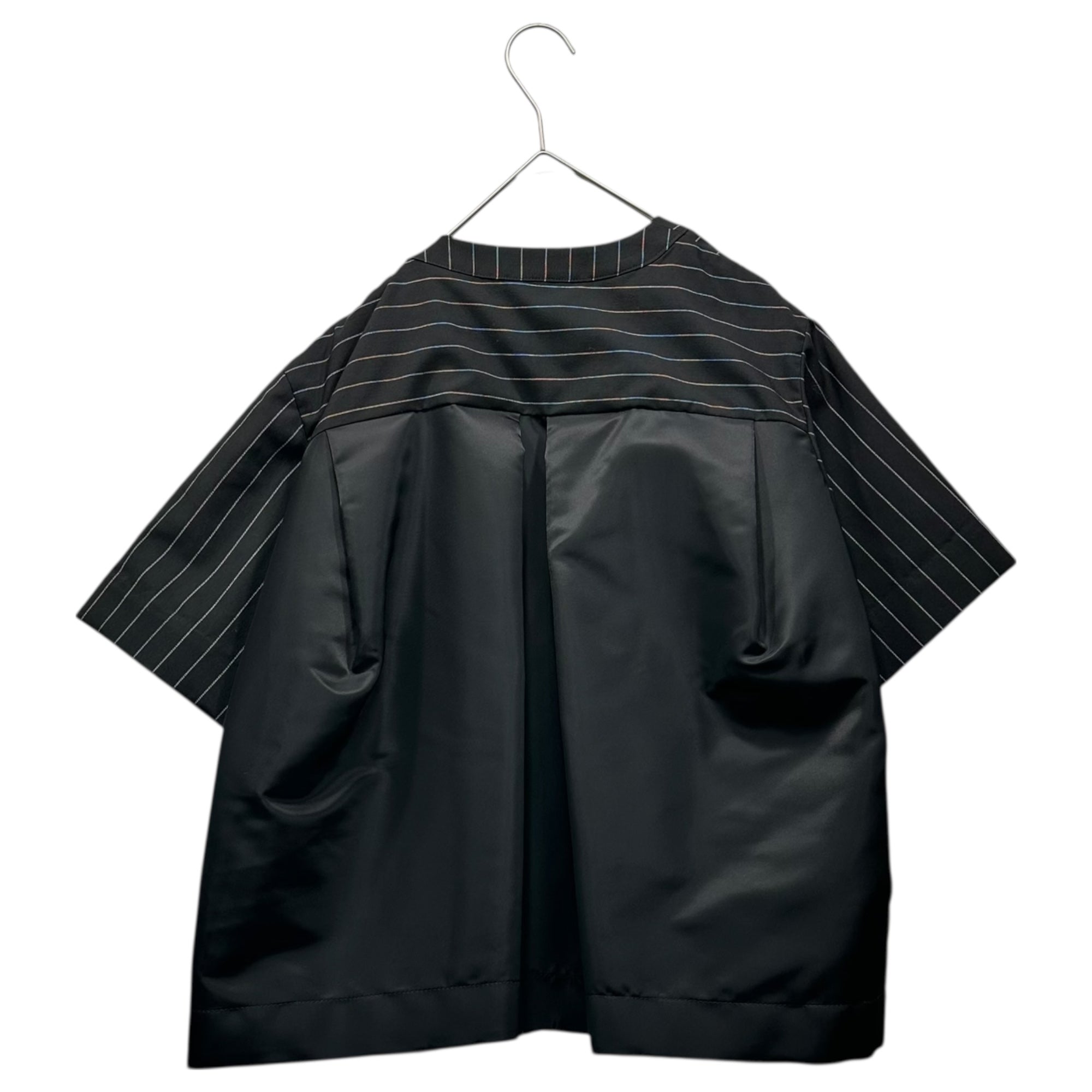 sacai(サカイ) 25SS Wool Silk Blend Striped Knit Top ウール シルク 切替 ストライプ カットソー 25-07798 2(M程度) ブラック×ホワイト