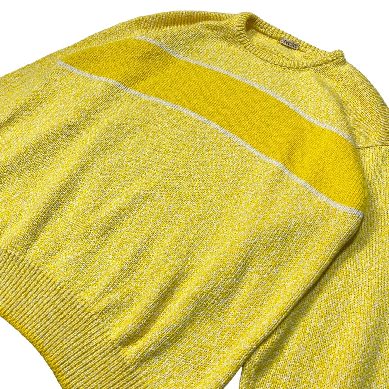 malo(マーロ) 80’s~90's vintage loose knit ヴィンテージ オーバーサイズ コットン ニット SIZE 48(L程度) イエロー×ホワイト