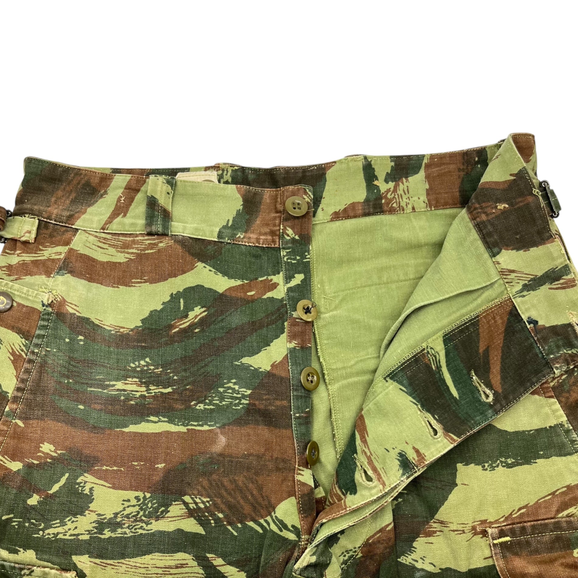 FRENCH MILITARY(フランス軍) 60's M-47 Lizard camo herringbone twill cargo pants リザードカモ ヘリンボーンツイル カーゴパンツ 11 カーキ 60年代~ ヴィンテージ フレンチミリタリー EURO