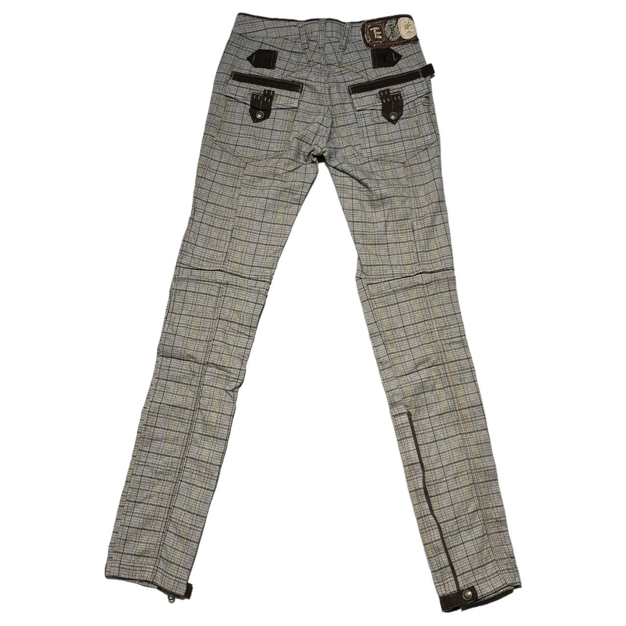 MARITHE FRANCOIS GIRBAUD(マリテフランソワジルボー) 00's Gimmick check hem zip pants ギミック チェック 裾 ジップ パンツ F7-2150 SS ベージュ Y2K