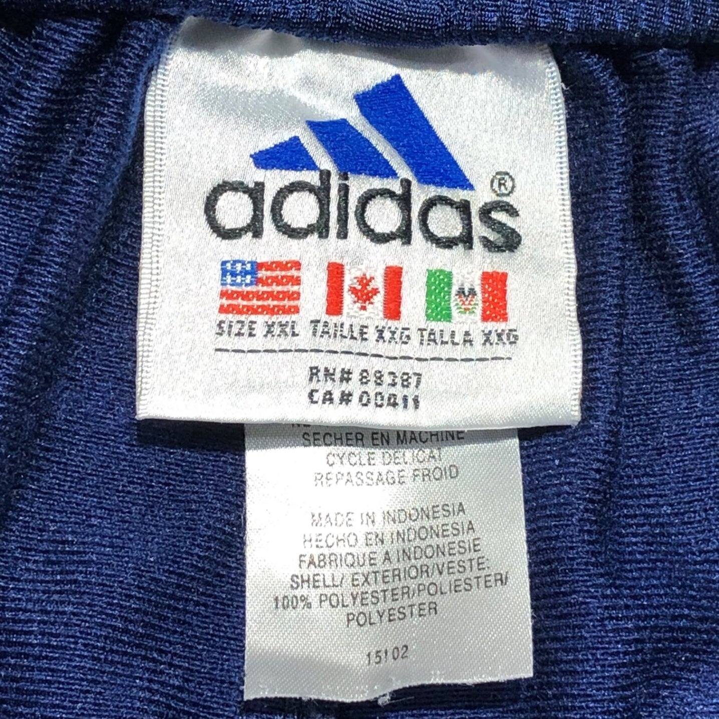 adidas(アディダス) 90's basketball pants バスケット パンツ 表記無し(FREE) ネイビー 万国旗タグ トラック パンツ ジャージ ワイド