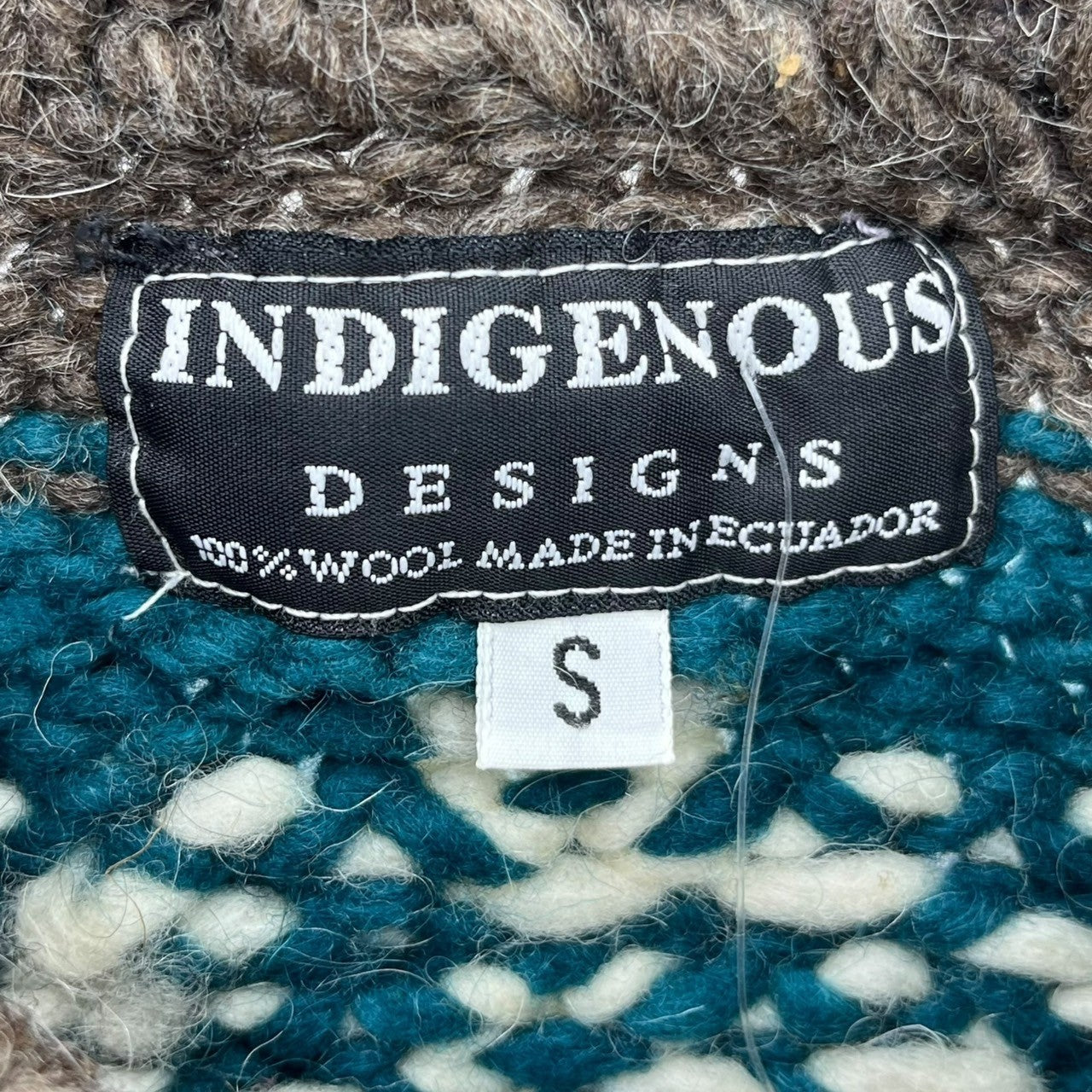 INDIGENOUS DESIGNS(インディアンデザインズ) Ecuador made Indian low gauge knit エクアドル製 インディアン ローゲージ ニット S ブラウン×グリーン 環境保護 サスティナブル オーガニック