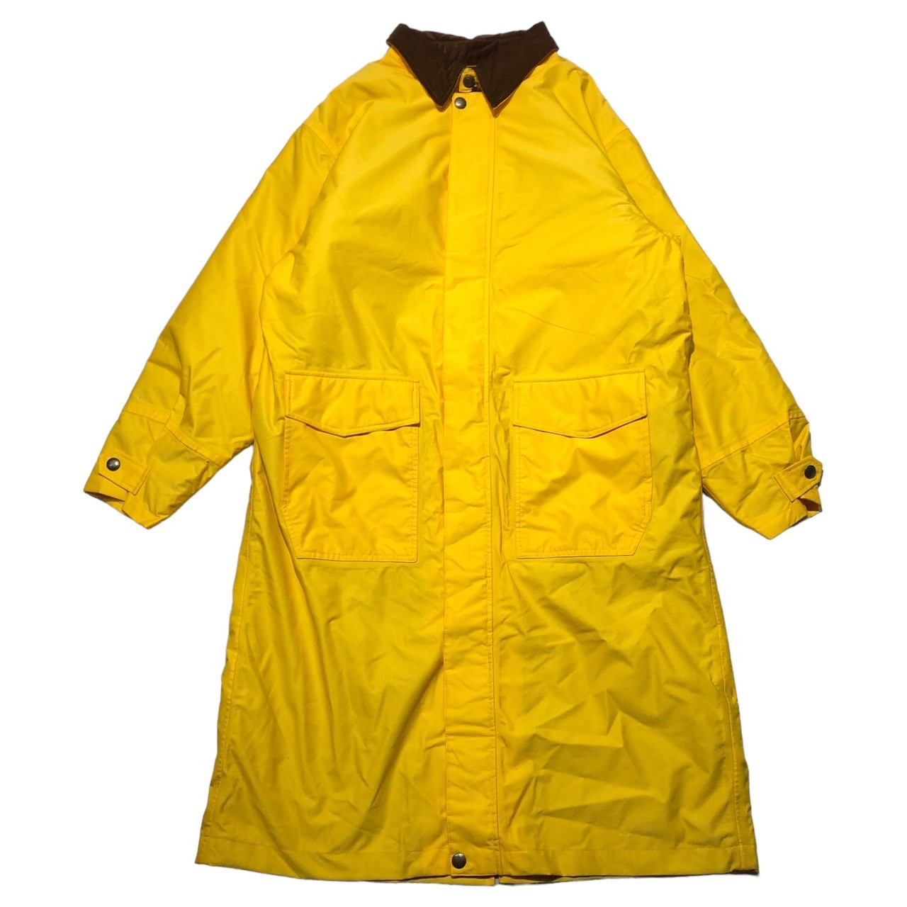 Marlboro(マルボロ) 90's corduroy colorwork long coat コーデュロイ カラー ワーク ロング コート FREE イエロー×ブラウン 90年代