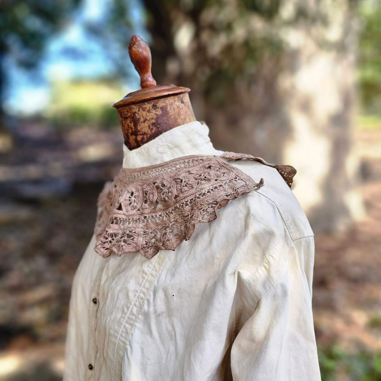 Euro vintage(ヨーロッパヴィンテージ) baten lace mini collar バテンレースのつけ襟 ベージュ