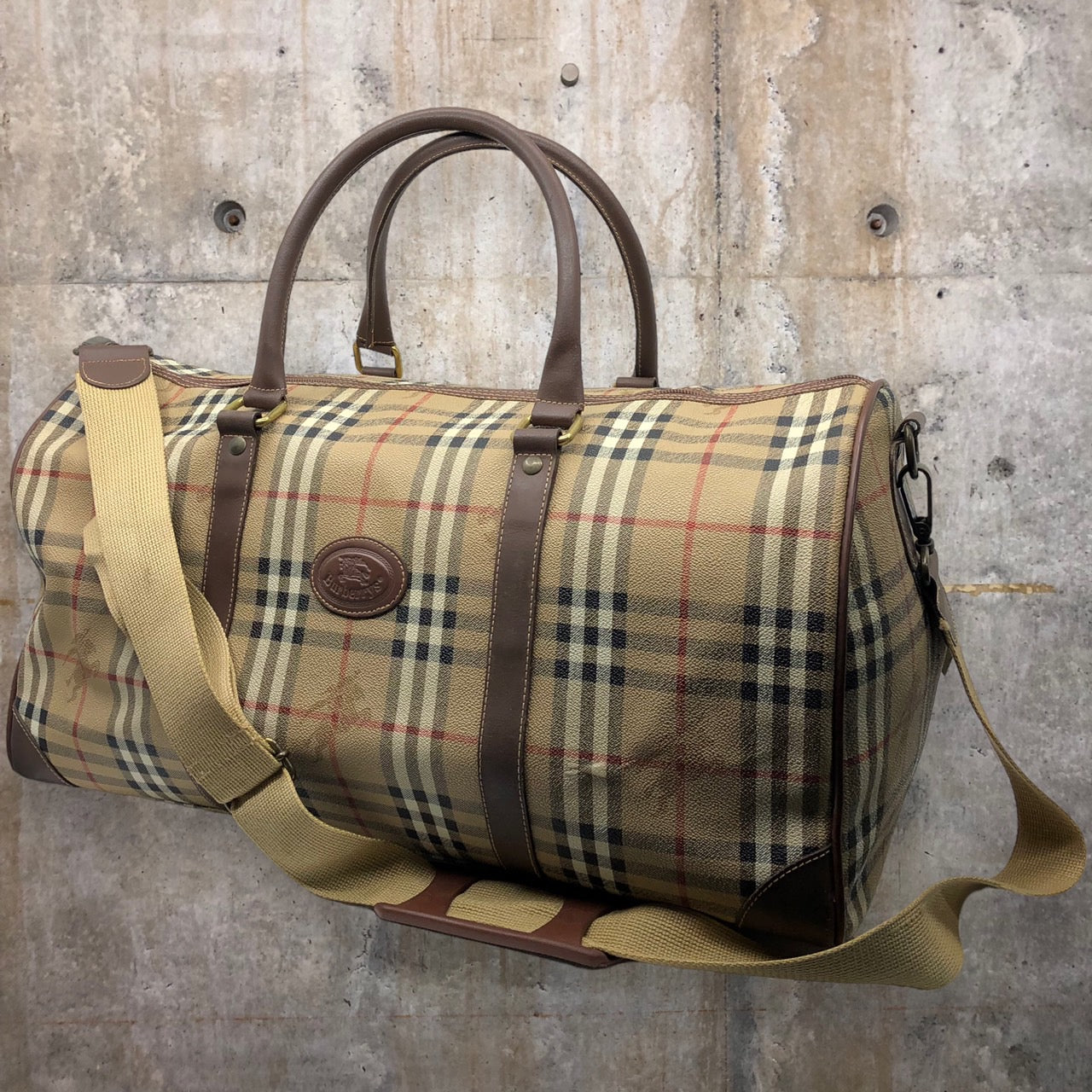 Burberrys(バーバリーズ) ロゴノヴァチェックボストンバッグ/旅行鞄/ショルダーストラップ付 ベージュ×ブラウン
