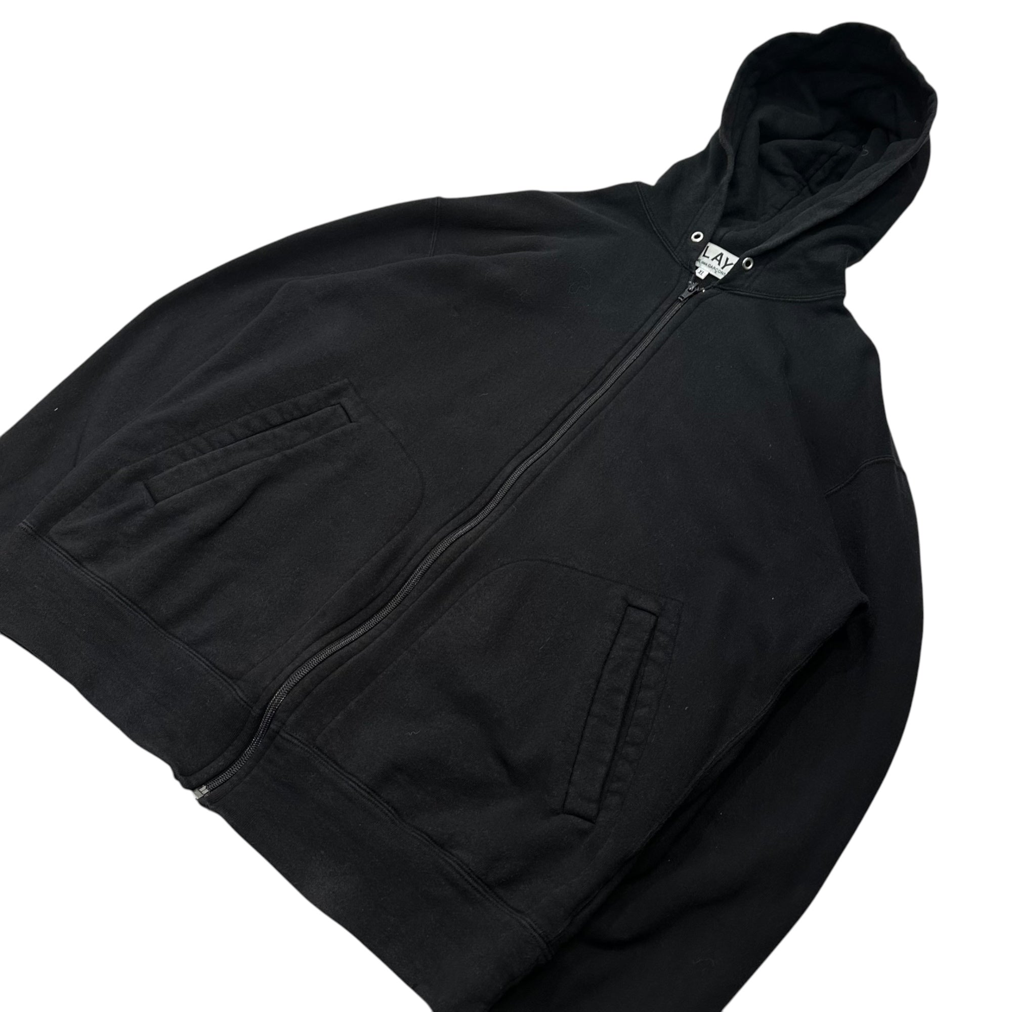 PLAY COMME des GARCONS(プレイコムデギャルソン) 24SS Cotton Zip-Up Hoodie With Black Emblem コットン ジップアップ パーカー ハート ロゴ AX-T343 XL ブラック AD2024/2