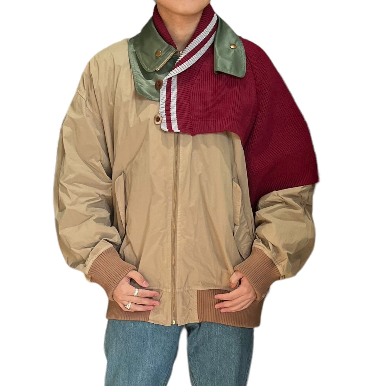 kolor(カラー) 22SS "製品染めNyタイプライター BLOUSON"/異素材ドッキングジャケット 22SCM-G03105 2 ベージュ