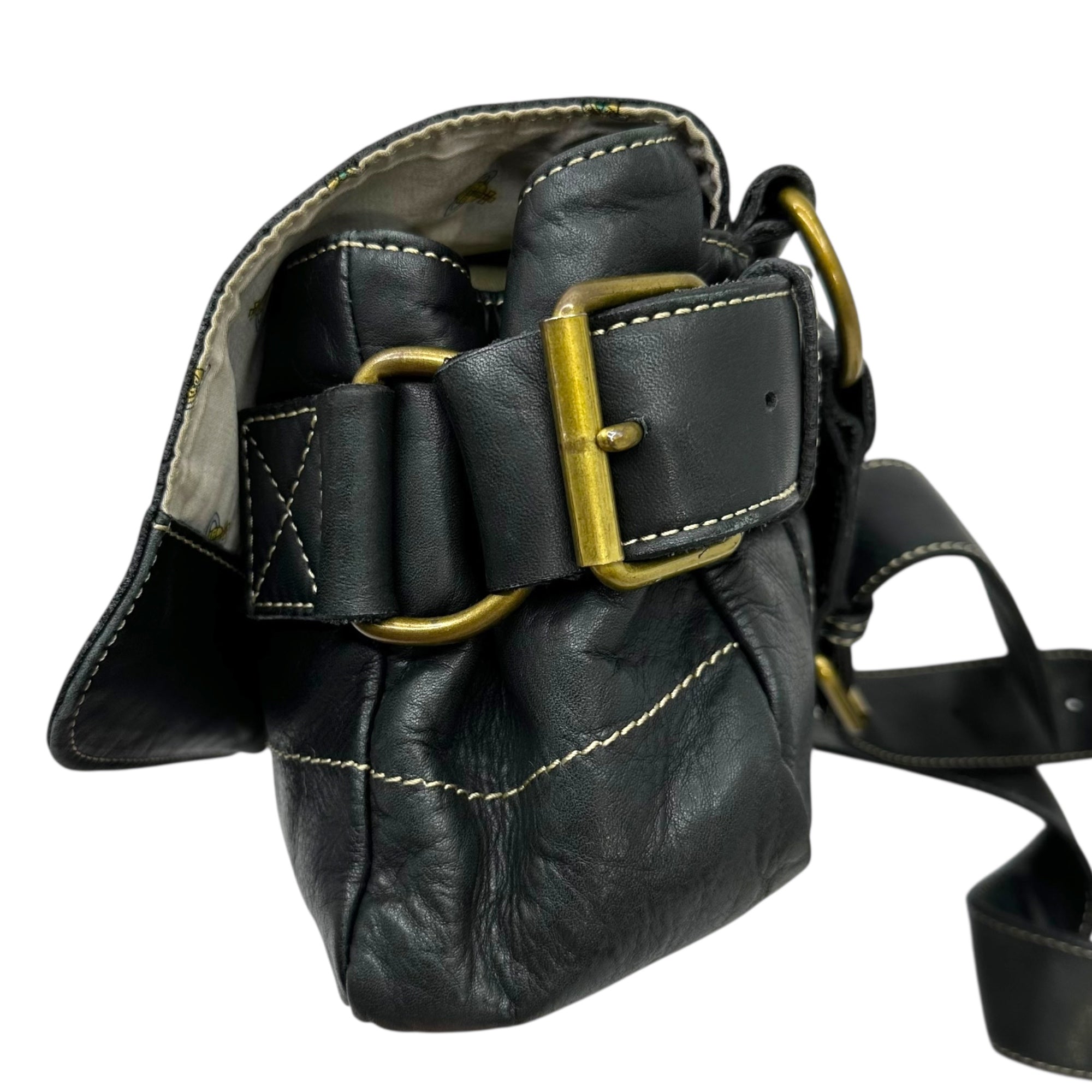 Vivienne Westwood ACCESSORIES(ヴィヴィアンウエストウッドアクセサリー) Orb Logo Leather Harness Shoulder Bag オーブ ロゴ レザー ハーネス ショルダー バッグ ブラック