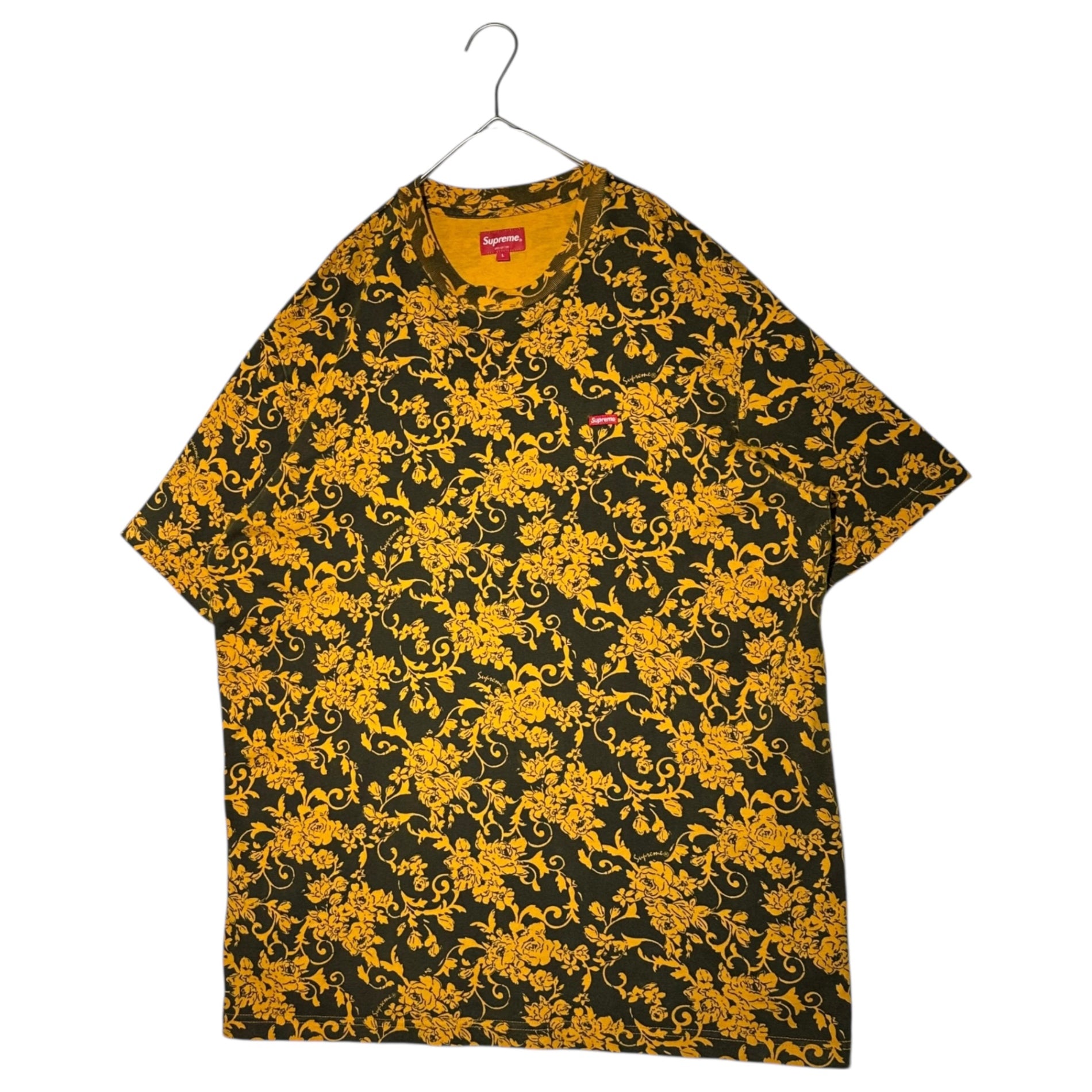 SUPREME(シュプリーム) 20SS Supreme Small Box Tee Black Floral スモール ボックスロゴ Tシャツ ブラック フローラル L イエロー×ブラック