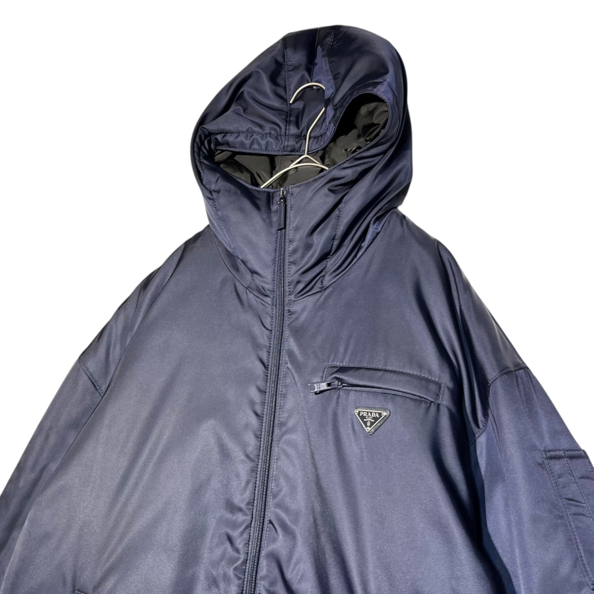 PRADA(プラダ) 18AW Triangle Logo White Goose Nylon Down Coat 三角ロゴ ホワイトグース ナイロン ダウン コート ACU1 2018 2026 L ネイビー