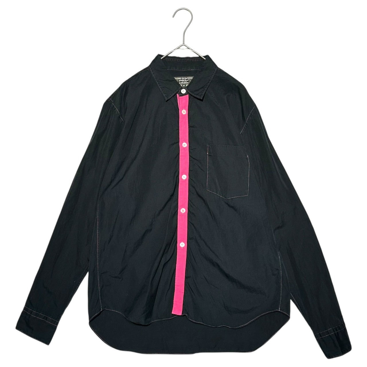 COMME des GARCONS HOMME PLUS EVER GREEN(コムデギャルソンオムプリュスエバーグリーン) 09AW Centerline Pink Stitch Long Sleeve Dress Shirt センターライン ピンクステッチ 長袖 ドレス シャツ PD-8298 XS ブラック×ピンク AD2009