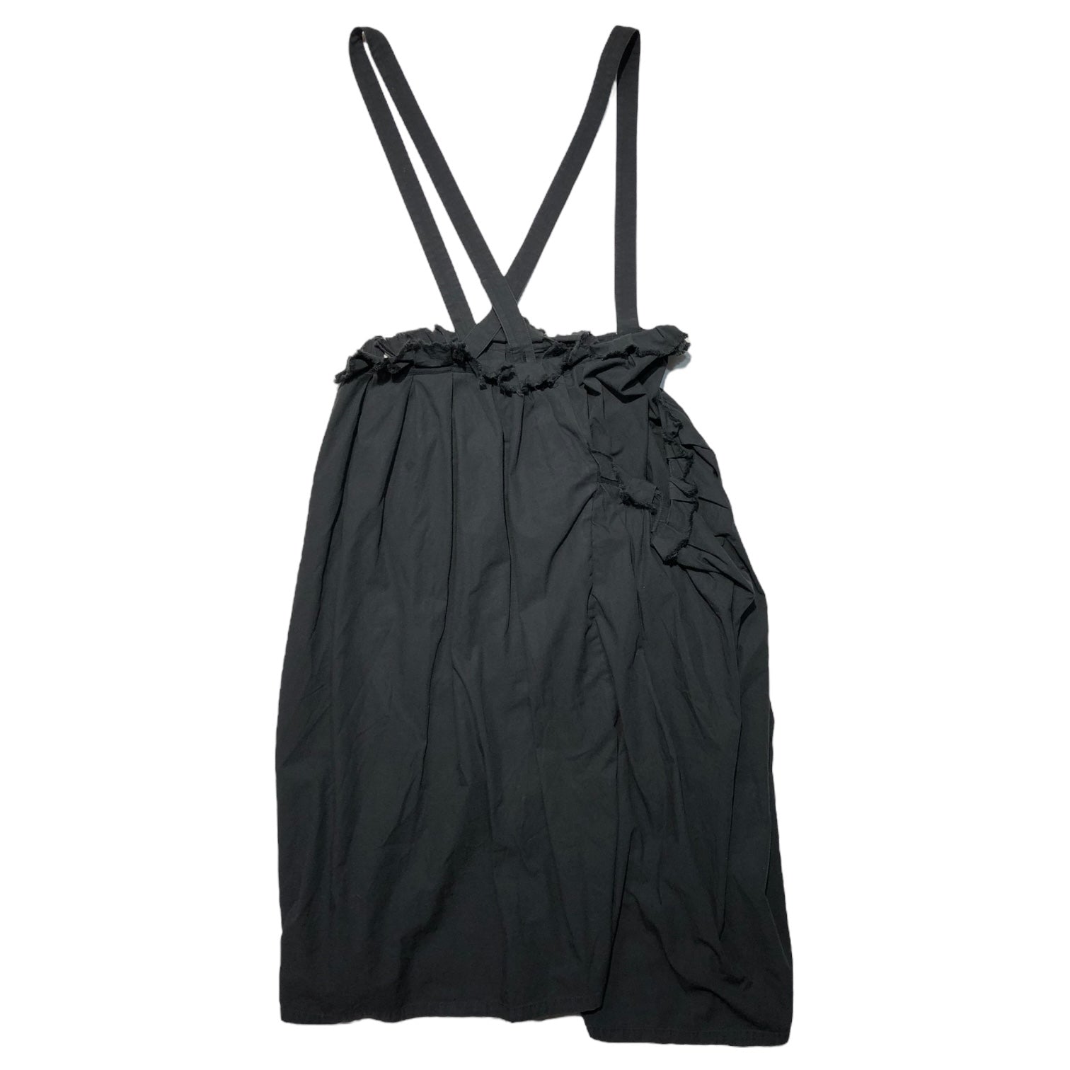 Y's(ワイズ) Raw-cut gathered jumper skirt 切りっぱなし ギャザー ジャンパー スカート YV-S09-009 2(M程度) ブラック サロペット